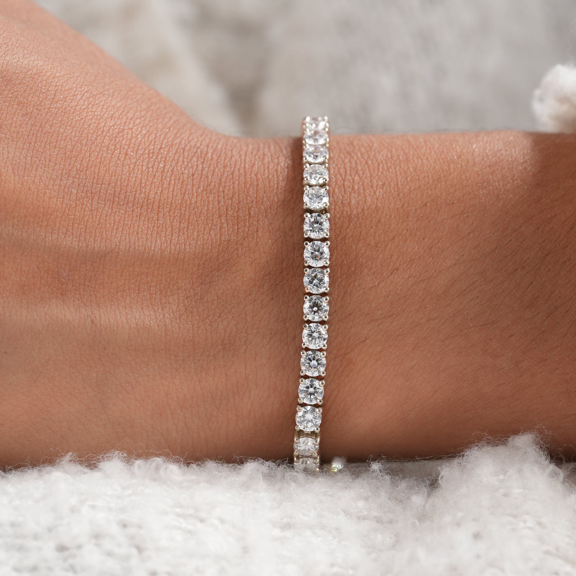 Sustainable lab grown diamond bracelet with secure box clasp.