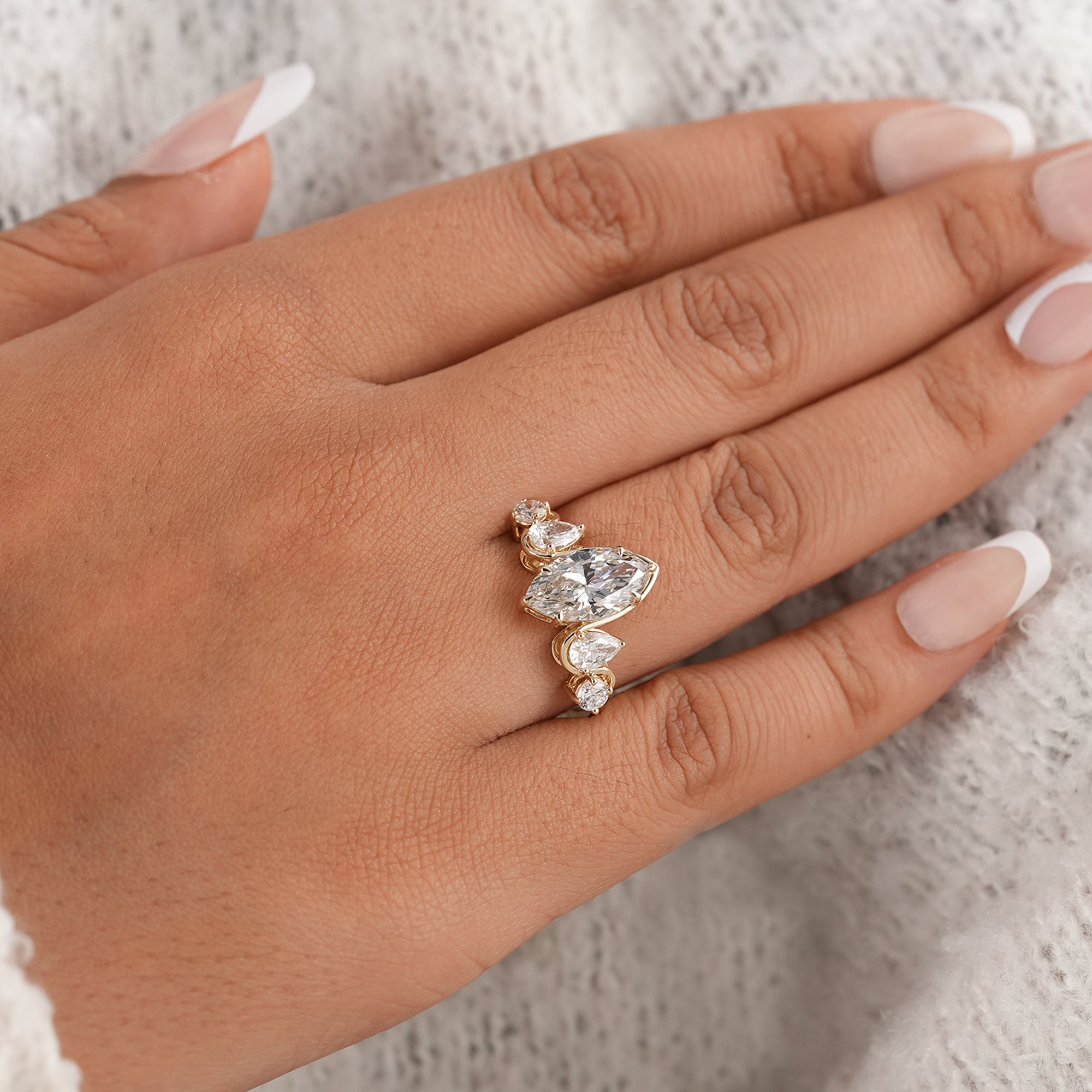 Women's five stone lab grown diamond ring