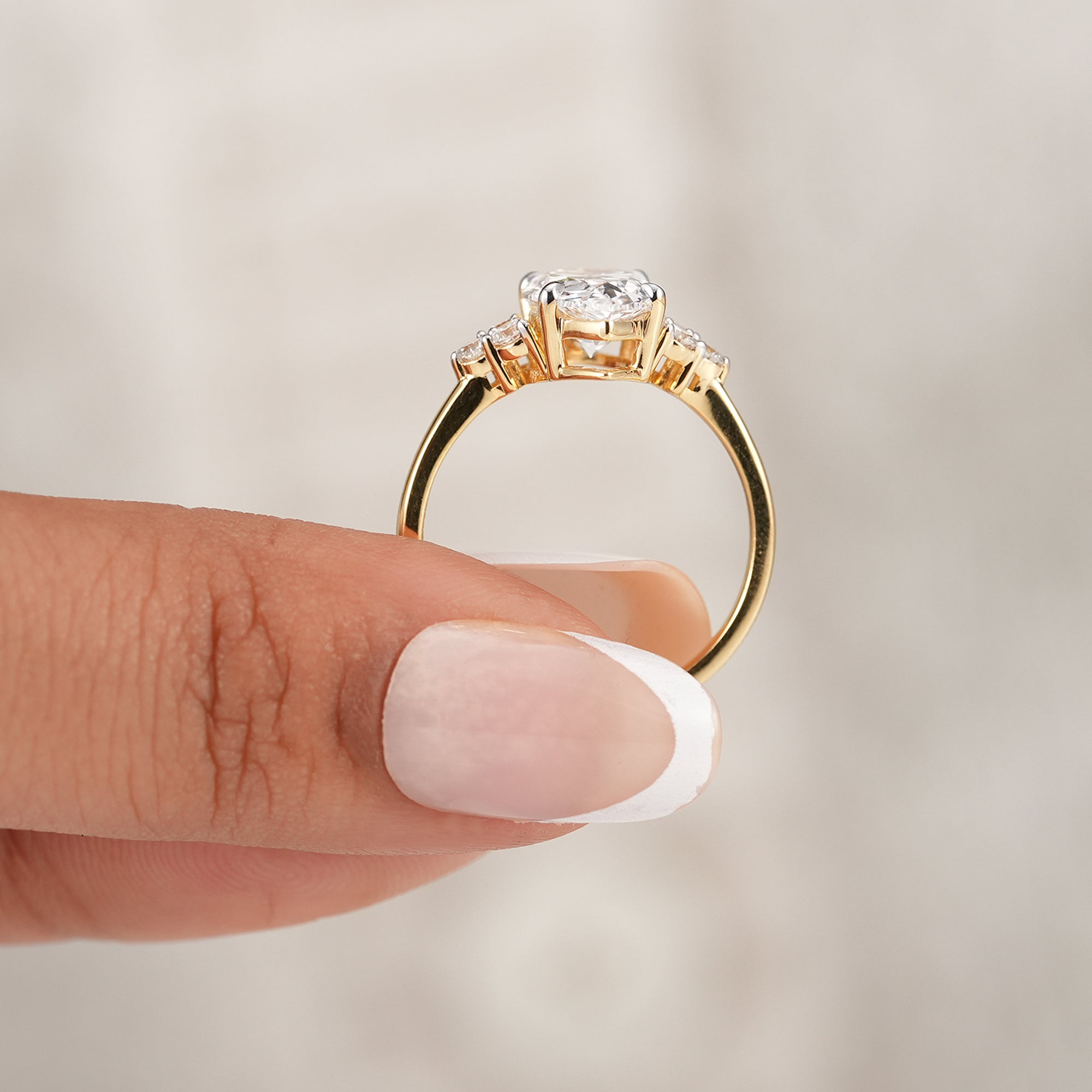 IGI certified pear lab grown diamond engagement ring