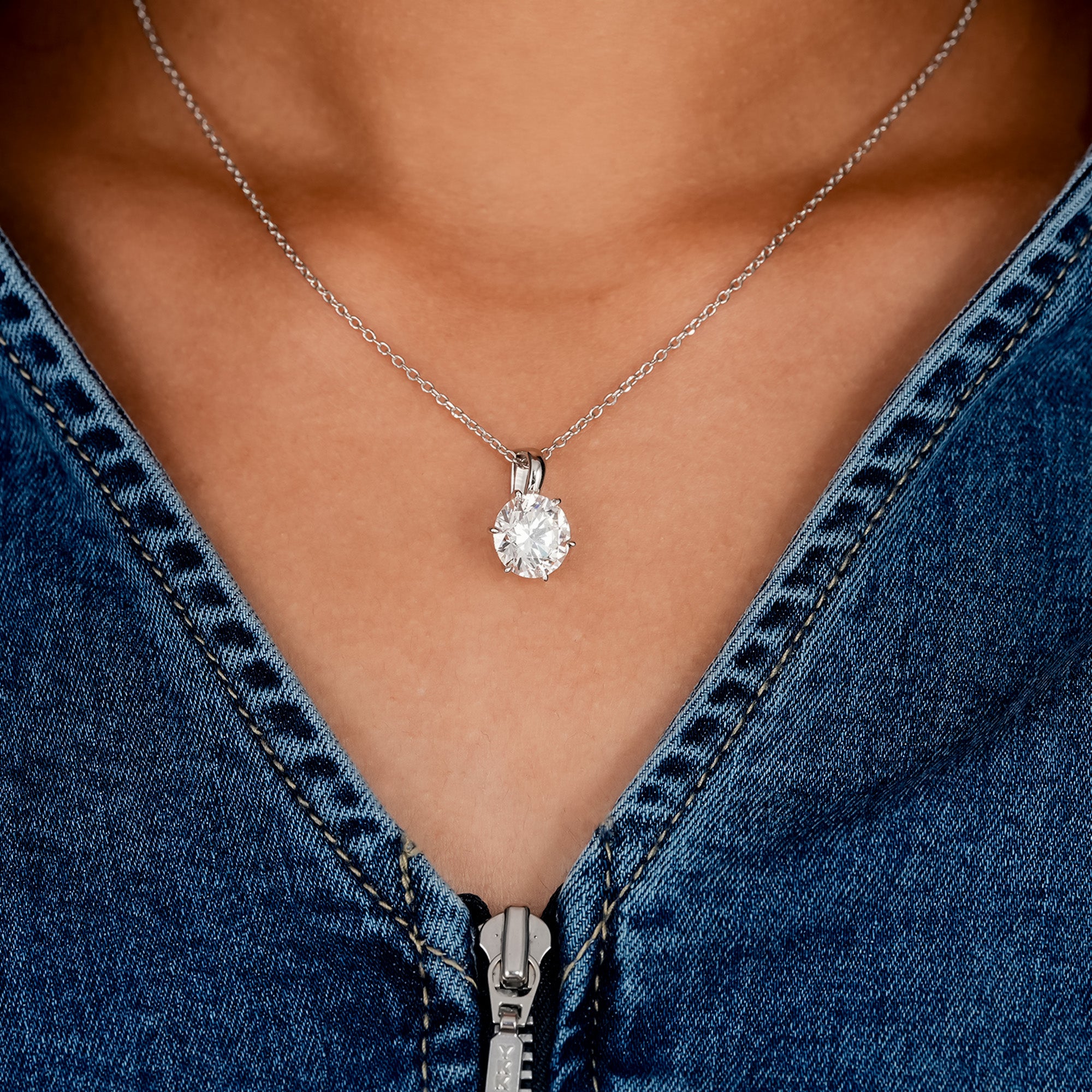 Elegant lab grown round diamond everyday necklace