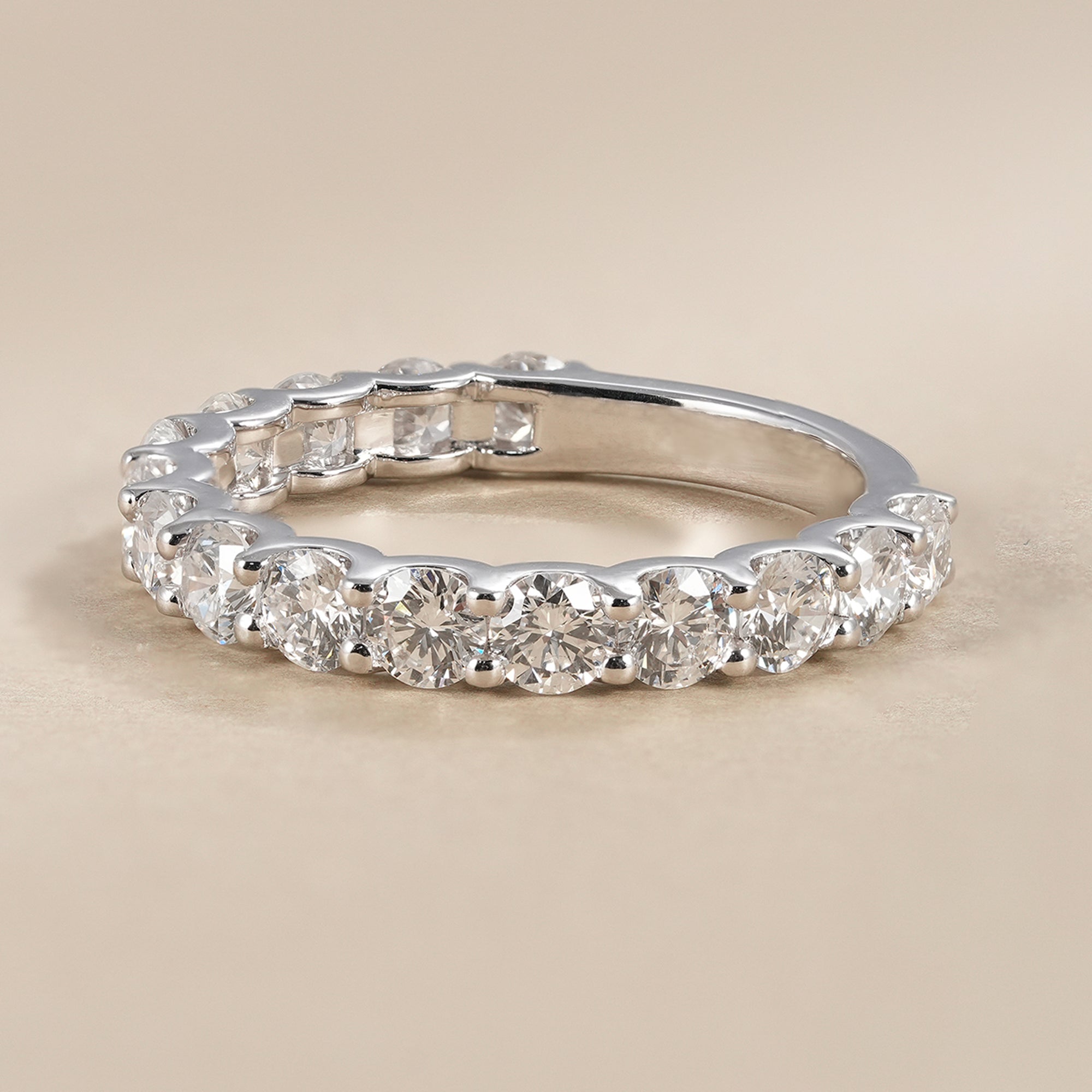 Women's round diamond stackable wedding band with brilliant diamonds