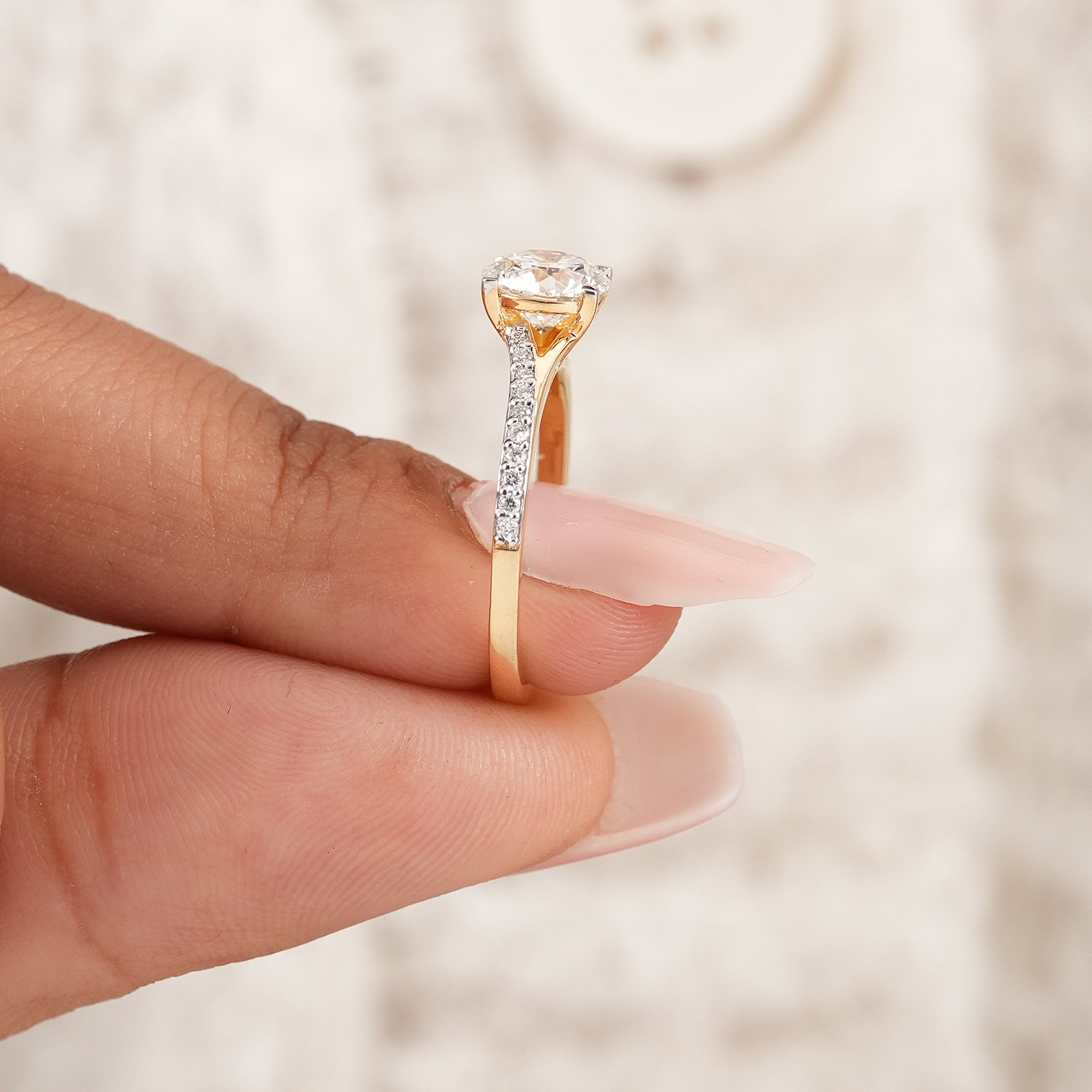 Handmade round lab grown diamond anniversary ring