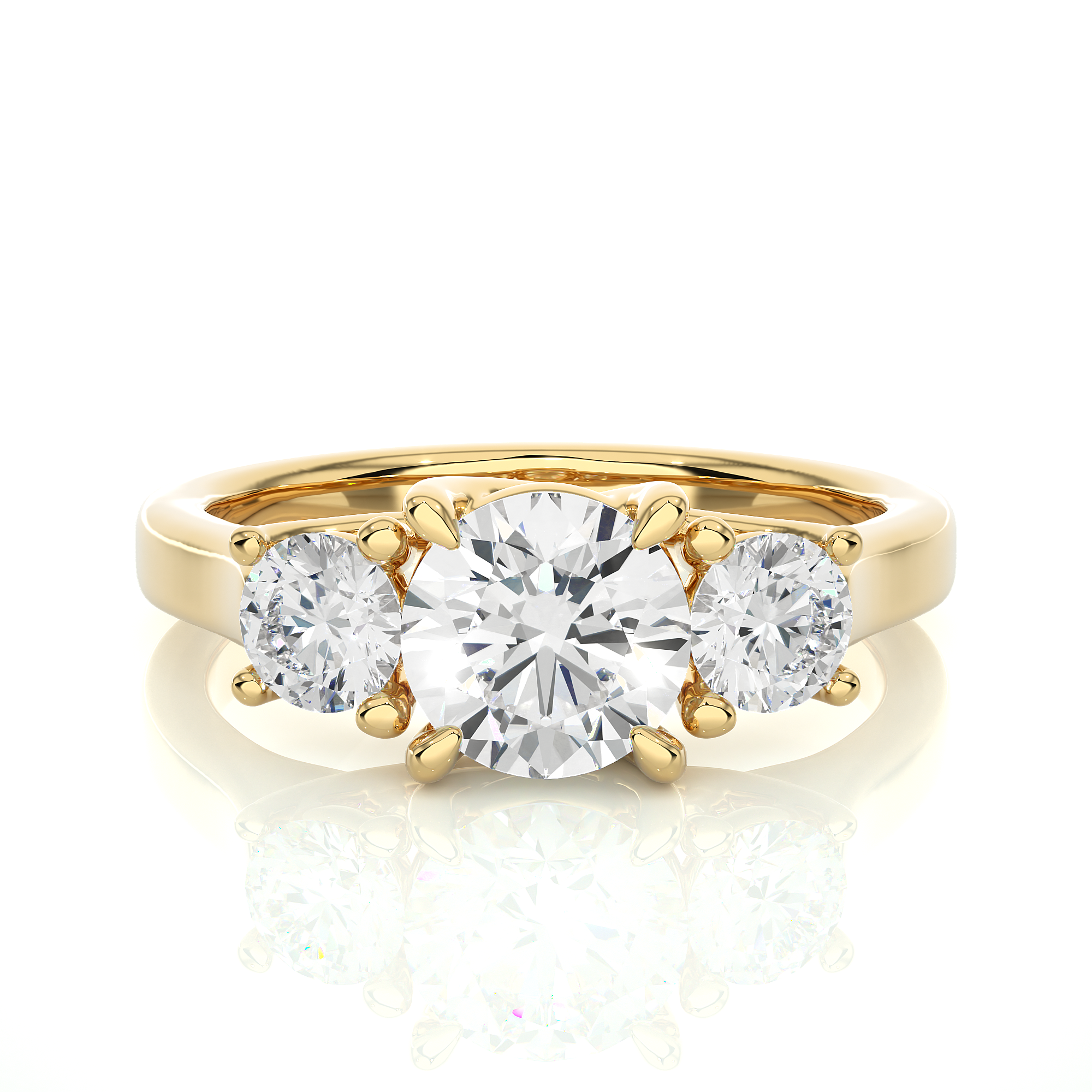 Round Lab Grown Diamond Three Stone Ring