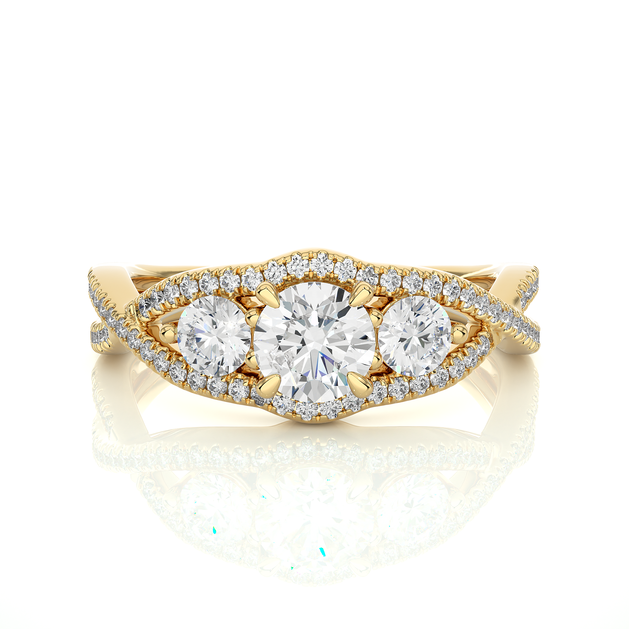 Vintage Style Lab Grown Diamond Three Stone Ring