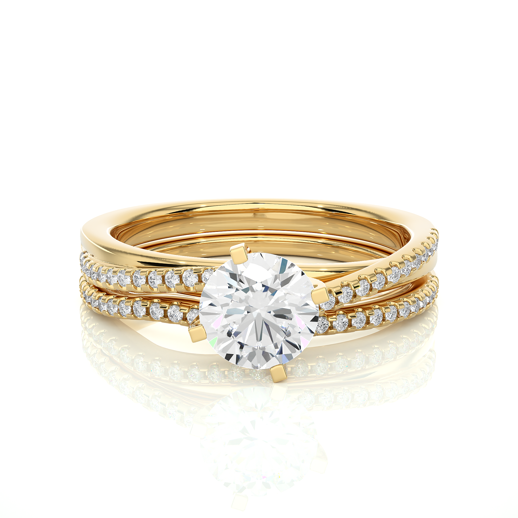 Round Cut Diamond Engagement Ring Set