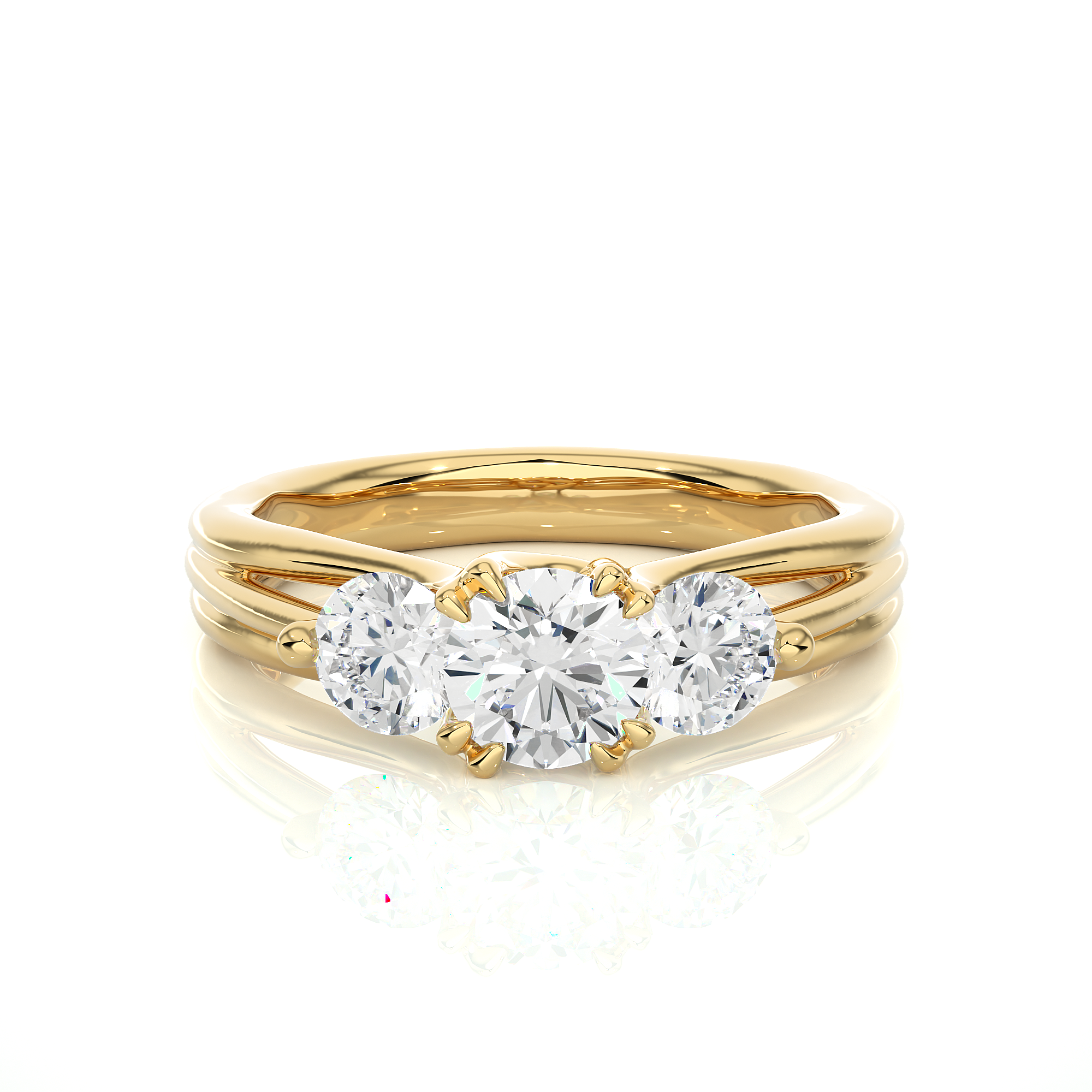 Classic Round Diamond Three Stone Engagement Ring