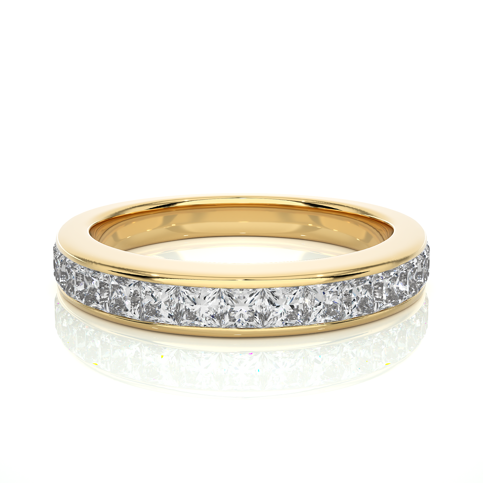 Channel Set Princess Cut Lab Grown Diamond Wedding Band