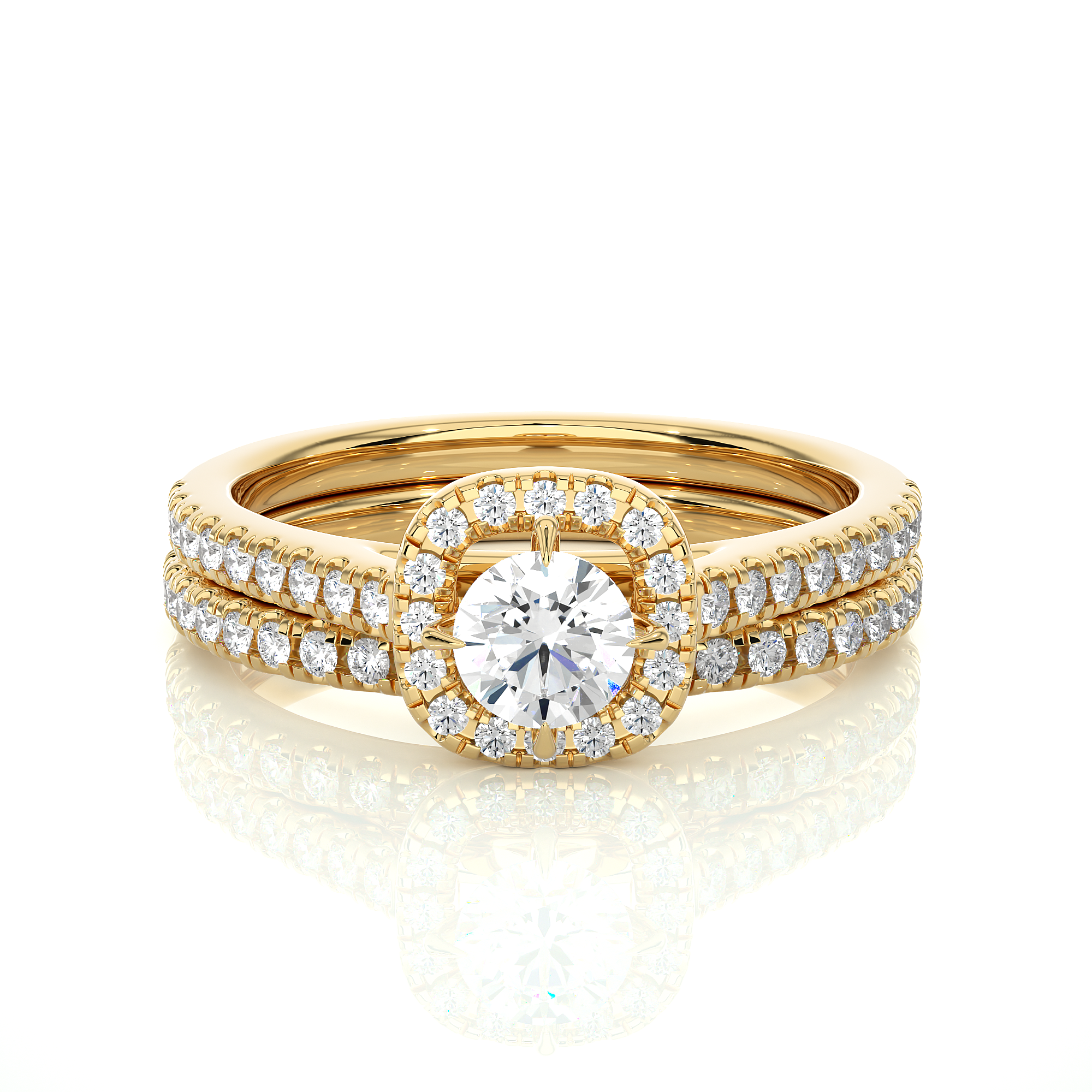 Round Lab Grown Diamond Halo Engagement Ring