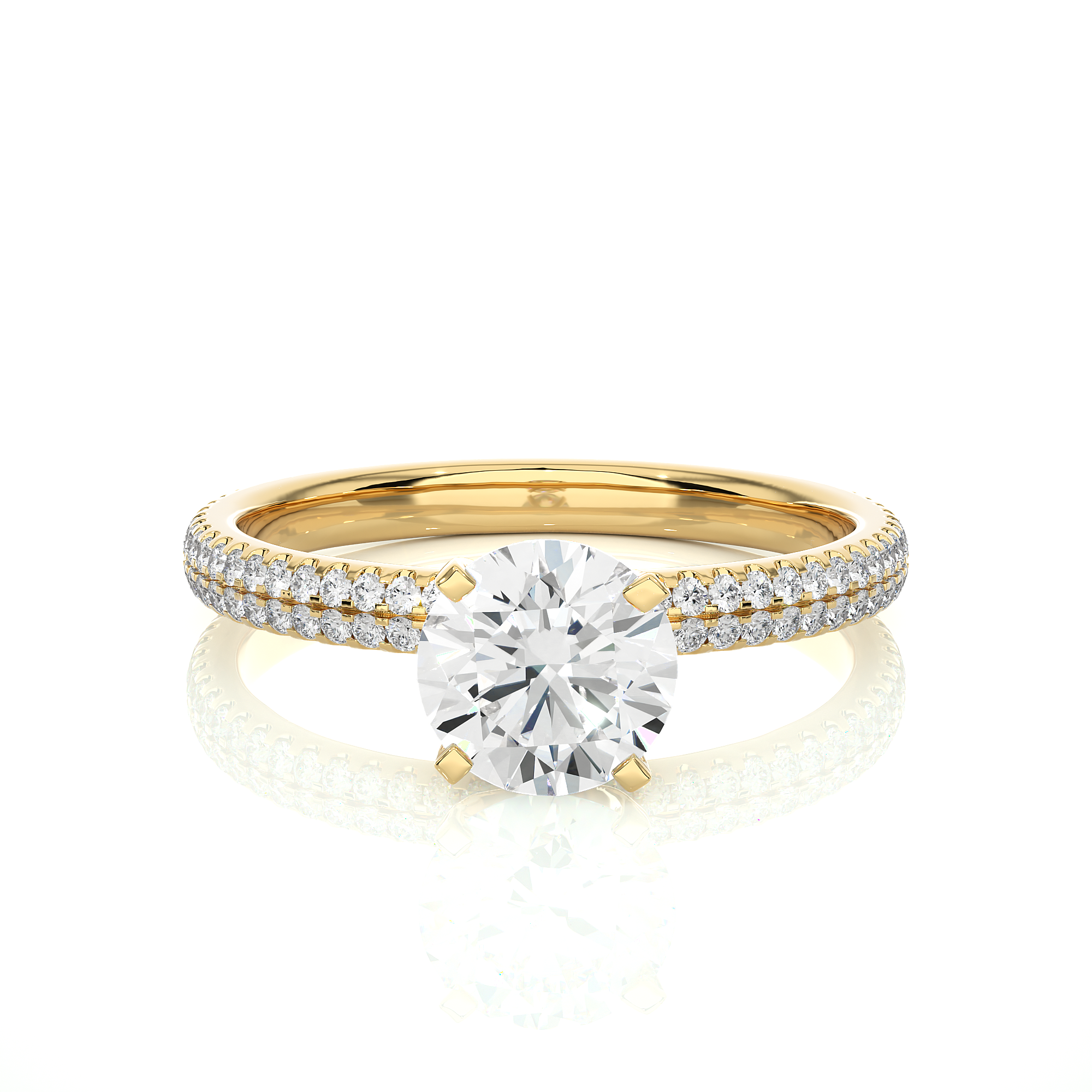 Round Lab Grown Diamond Pave Engagement Ring