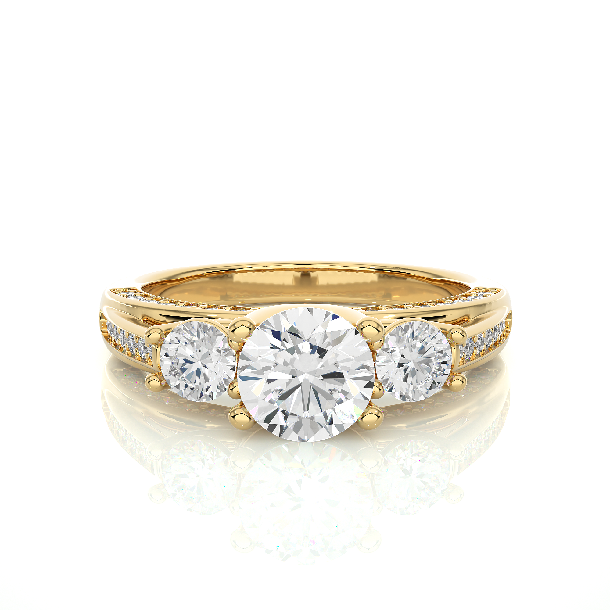 Three Stone Round Diamond Engagement Ring