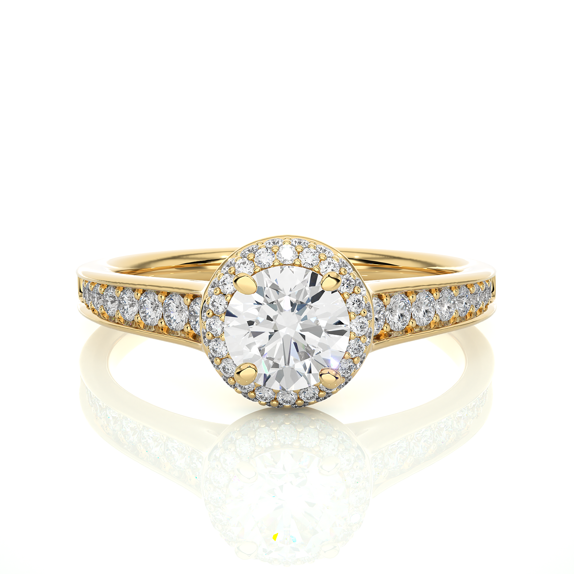 Round Lab Grown Diamond Halo Engagement Ring
