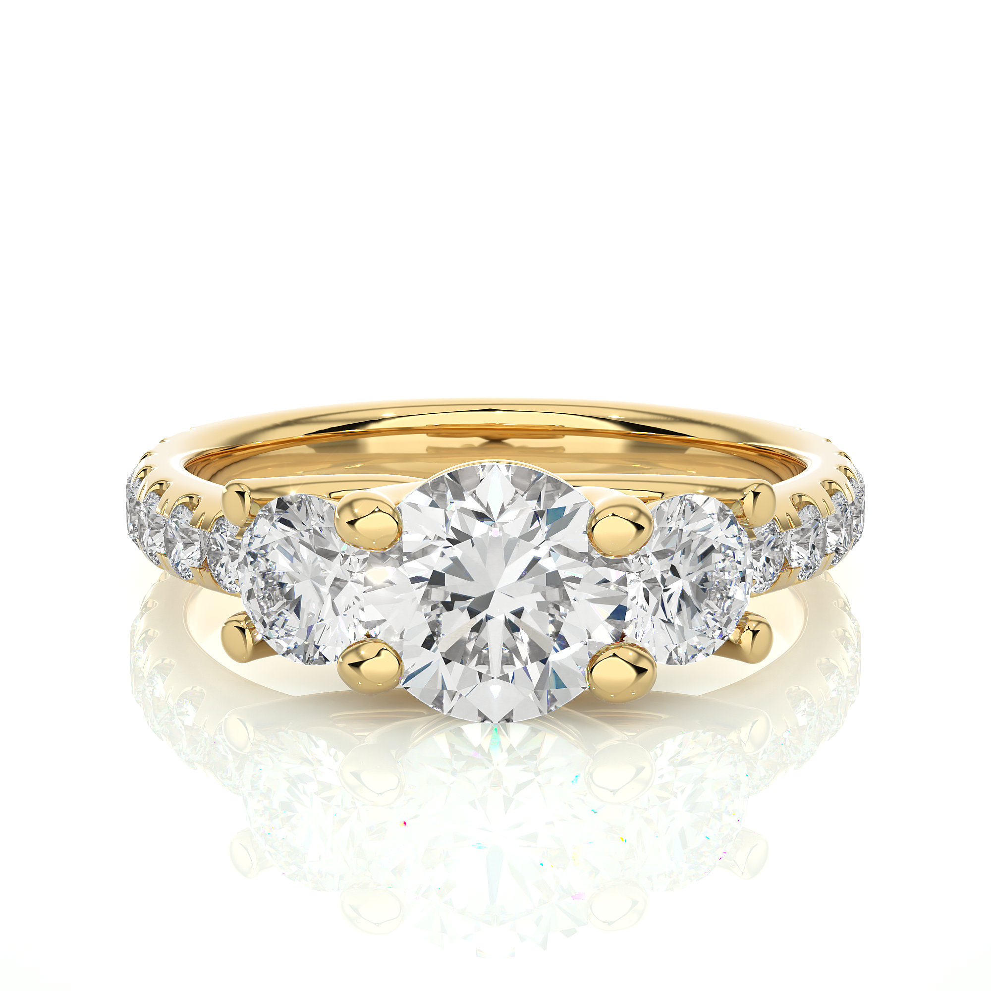 Round Lab Grown Diamond Gold Engagement Ring