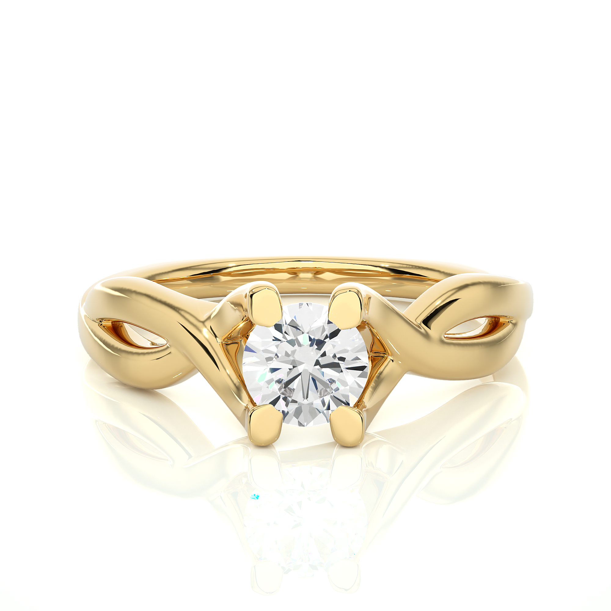 Twisted Shank Diamond Solitaire Engagement Ring
