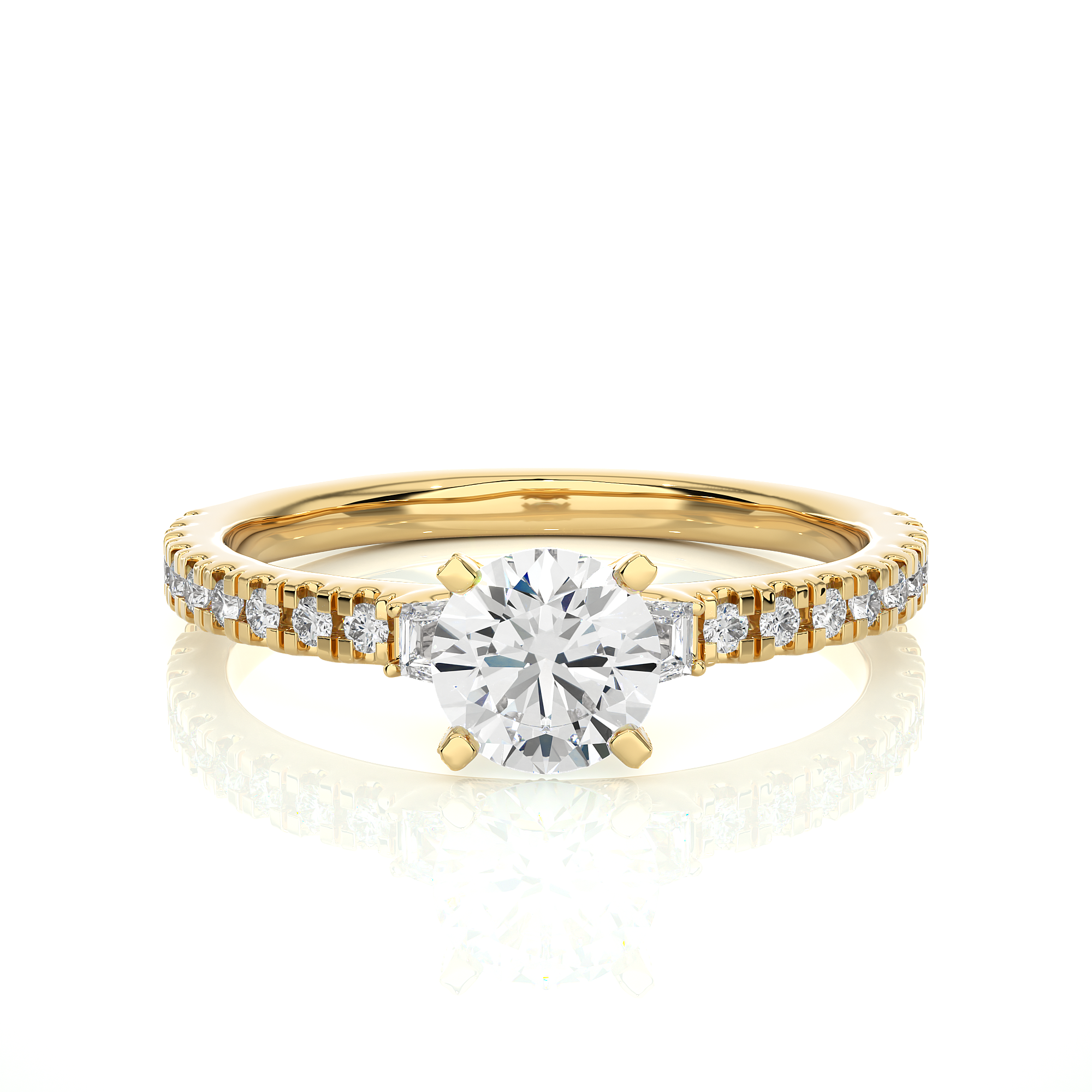 Three Stone Lab Grown Diamond Pavé Engagement Ring