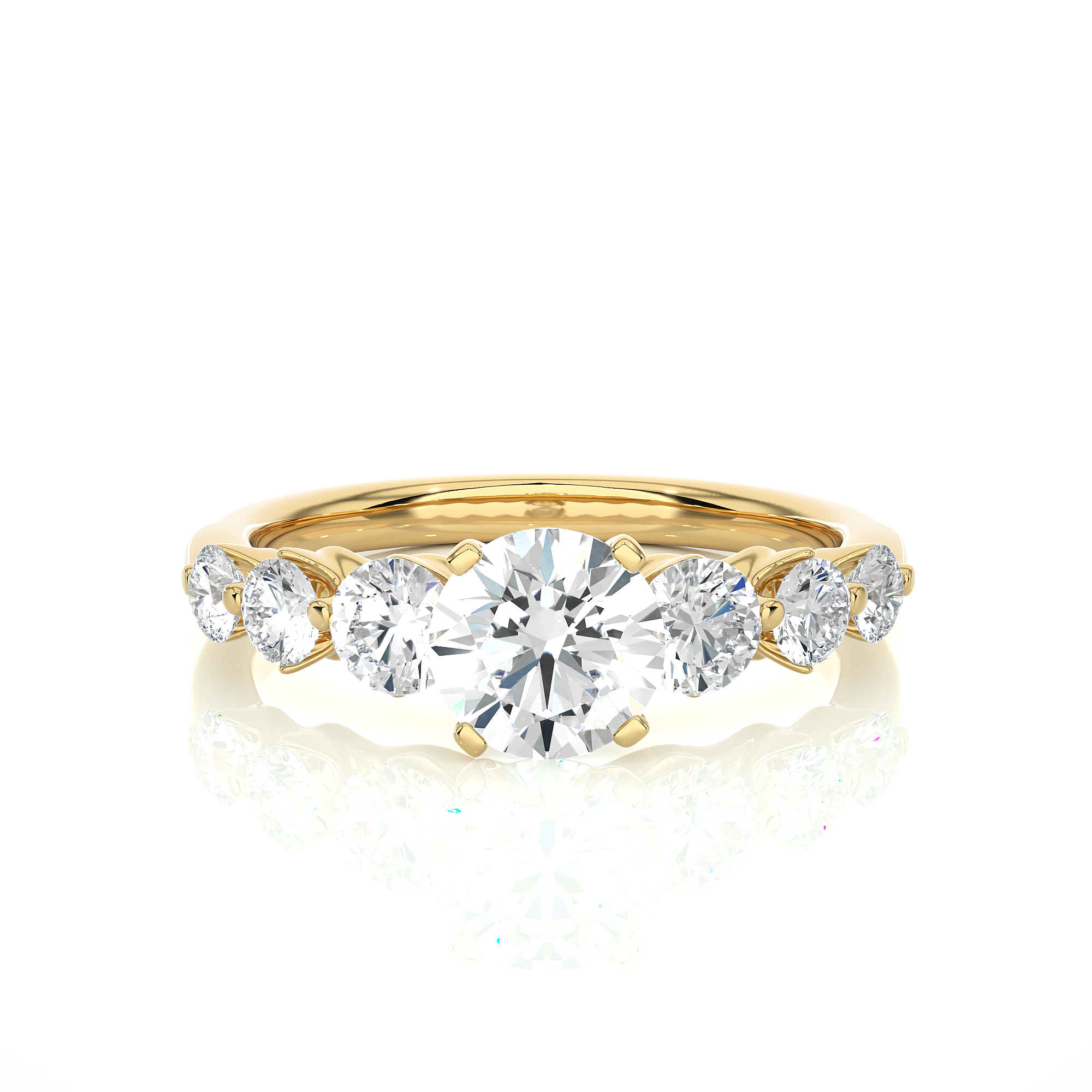 Round Lab Grown Diamond Five Stone Engagement Ring