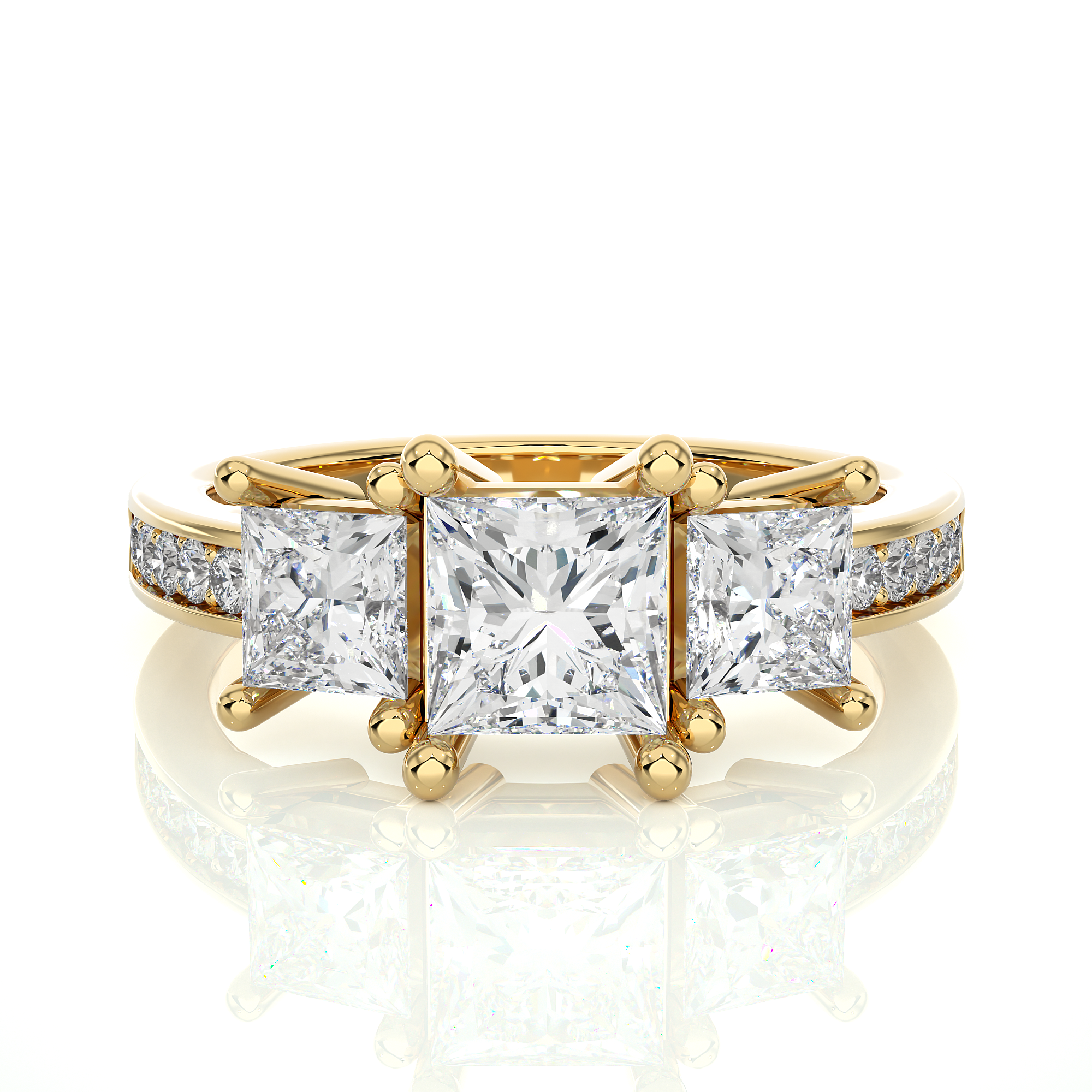 Three Stone Princess Lab Grown Diamond Engagement Ring