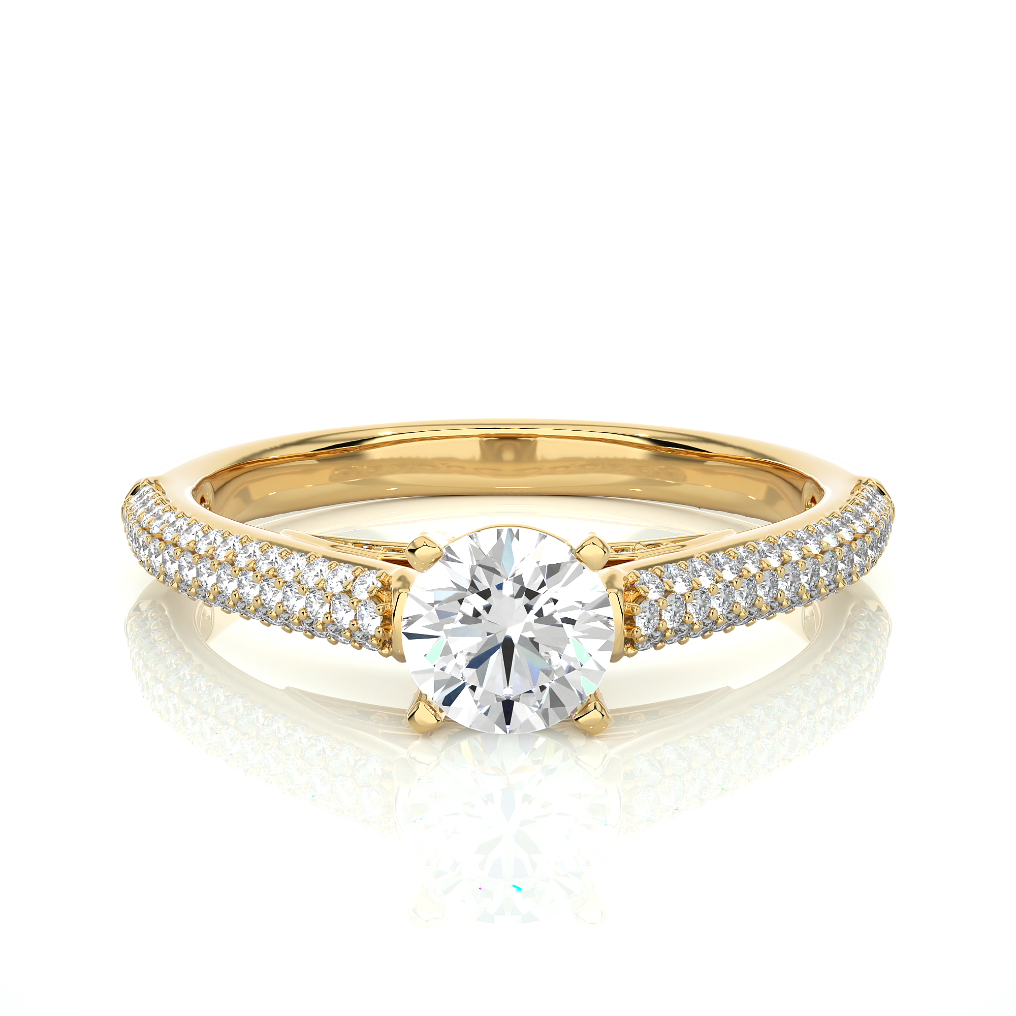 Round Lab Grown Diamond Double Pave Engagement Ring