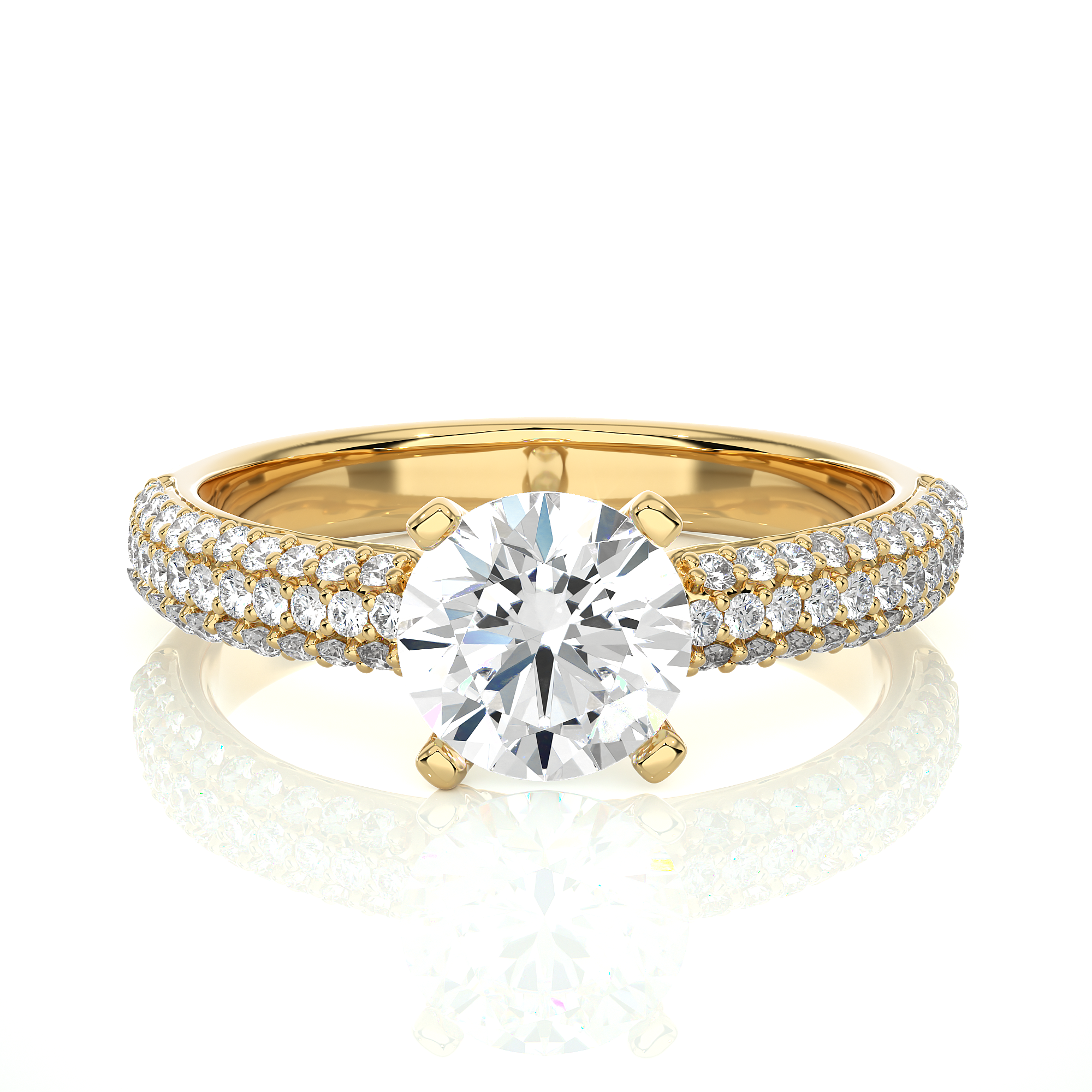 Round Lab Grown Diamond Pave Engagement Ring