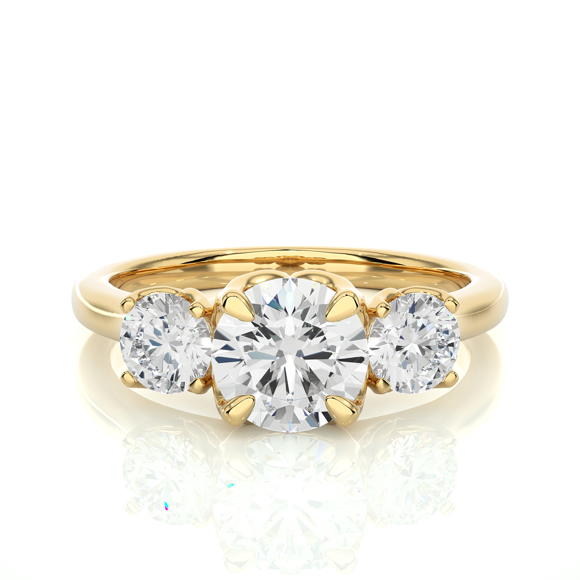 Round Diamond Three Stone Engagement Ring
