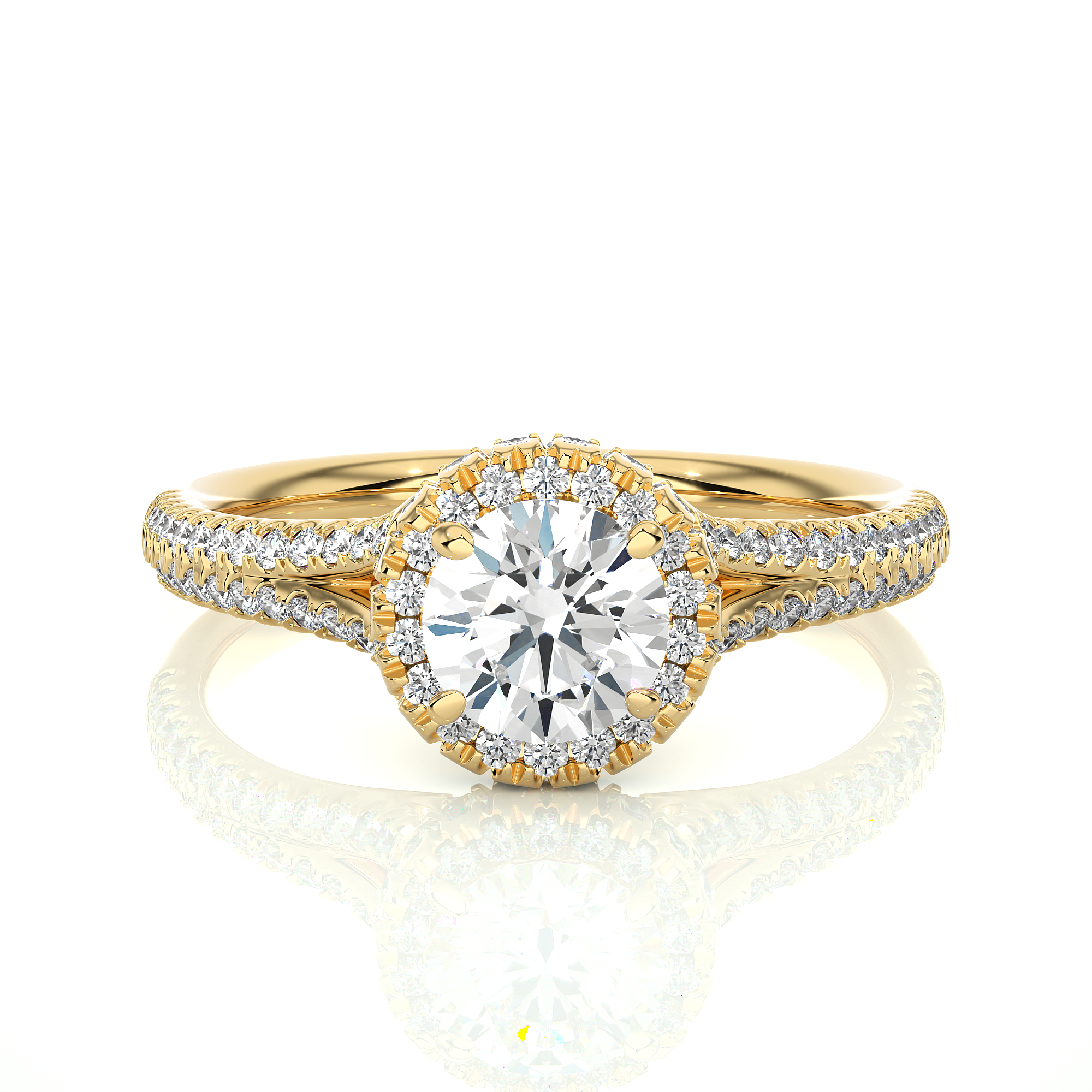 Round Lab Grown Diamond Halo Engagement Ring