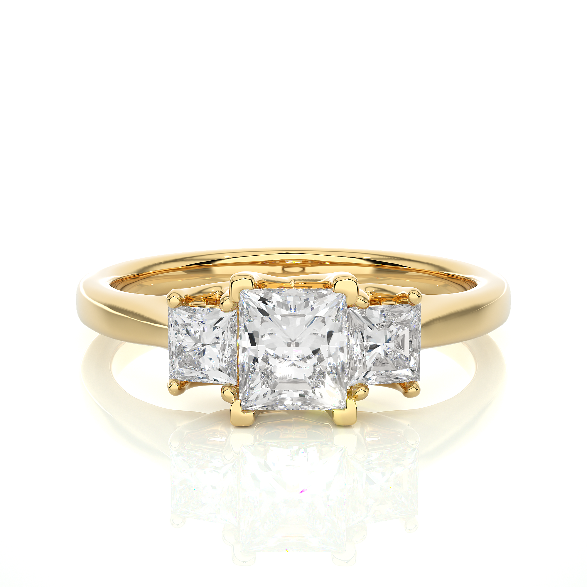 Three Stone Princess Lab Diamond Engagement Ring