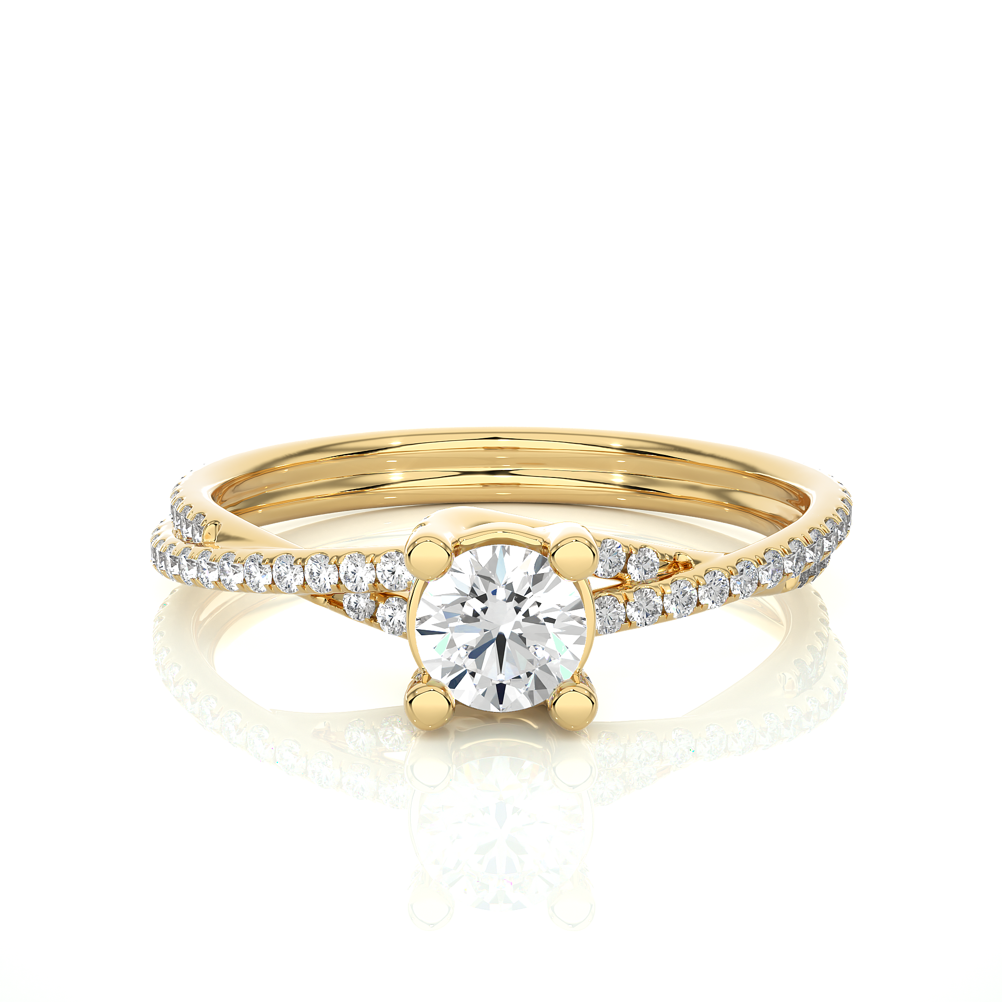 Round Cut Lab Grown Diamond Split Shank Engagement Ring