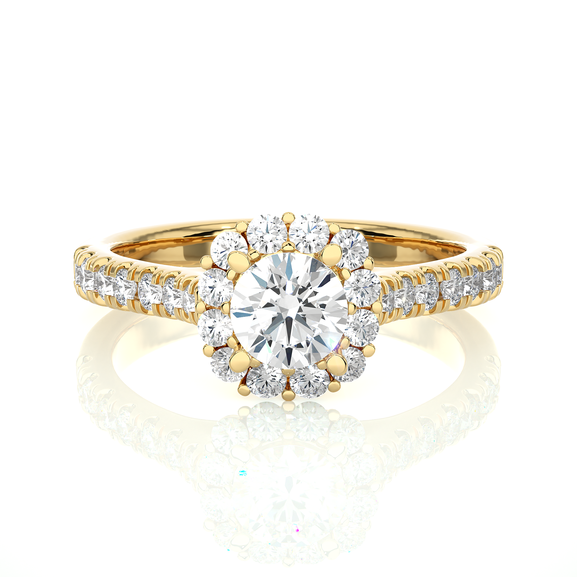Round Lab Diamond Halo Engagement Ring