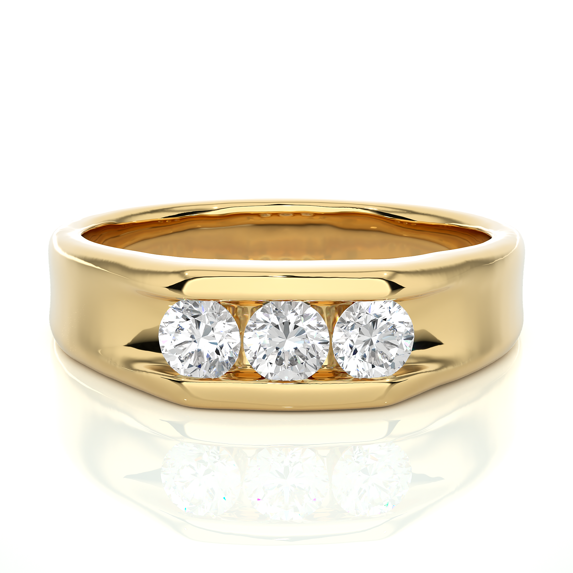Classic Lab Diamond Three Stone Men’s Wedding Band