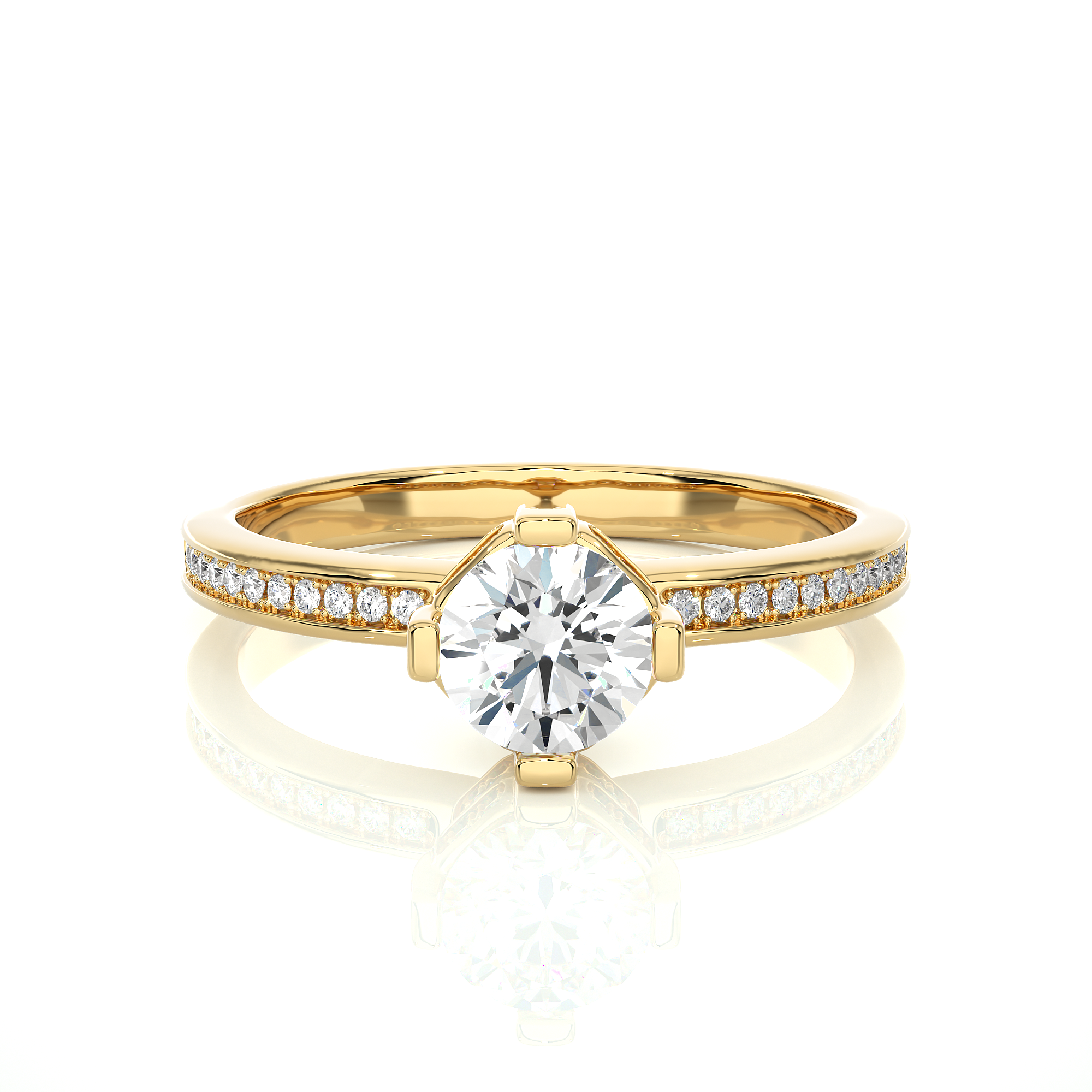 Round Lab Grown Diamond Hidden Halo Engagement Ring