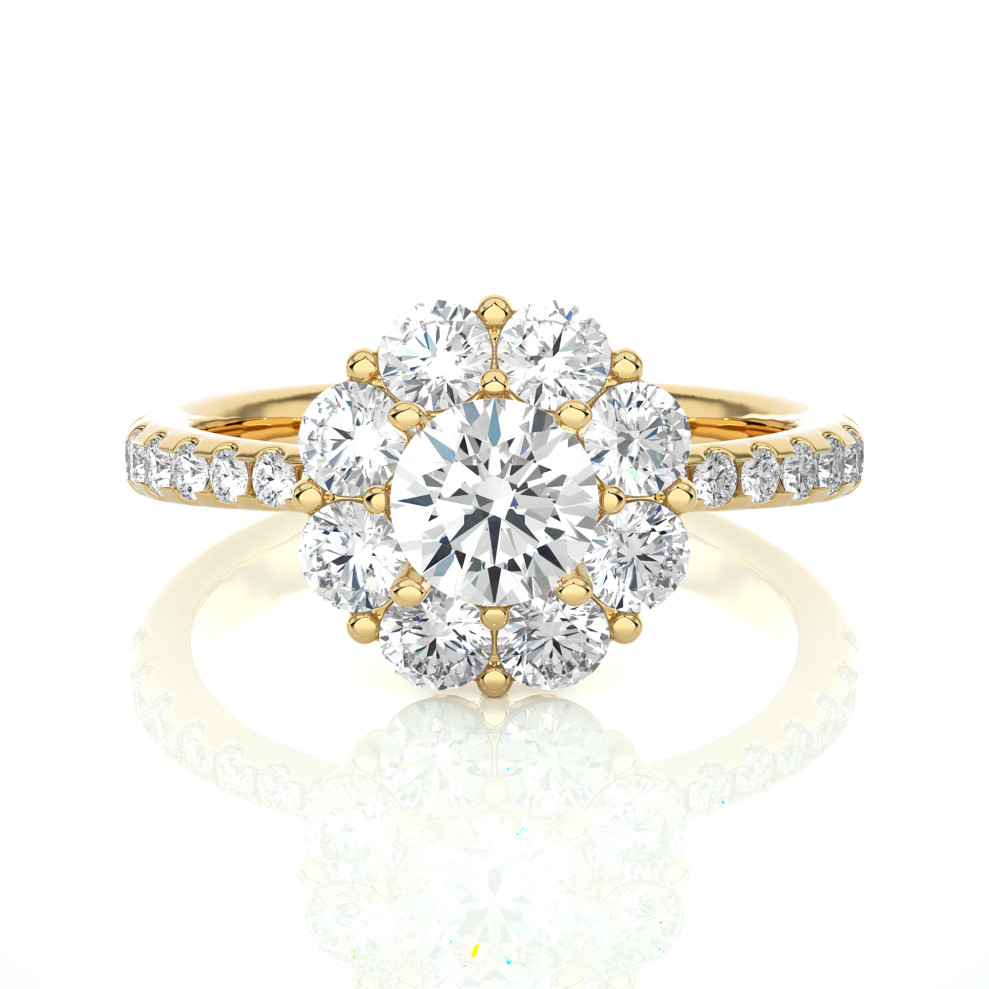 Round Lab Grown Diamond Cluster Engagement Ring