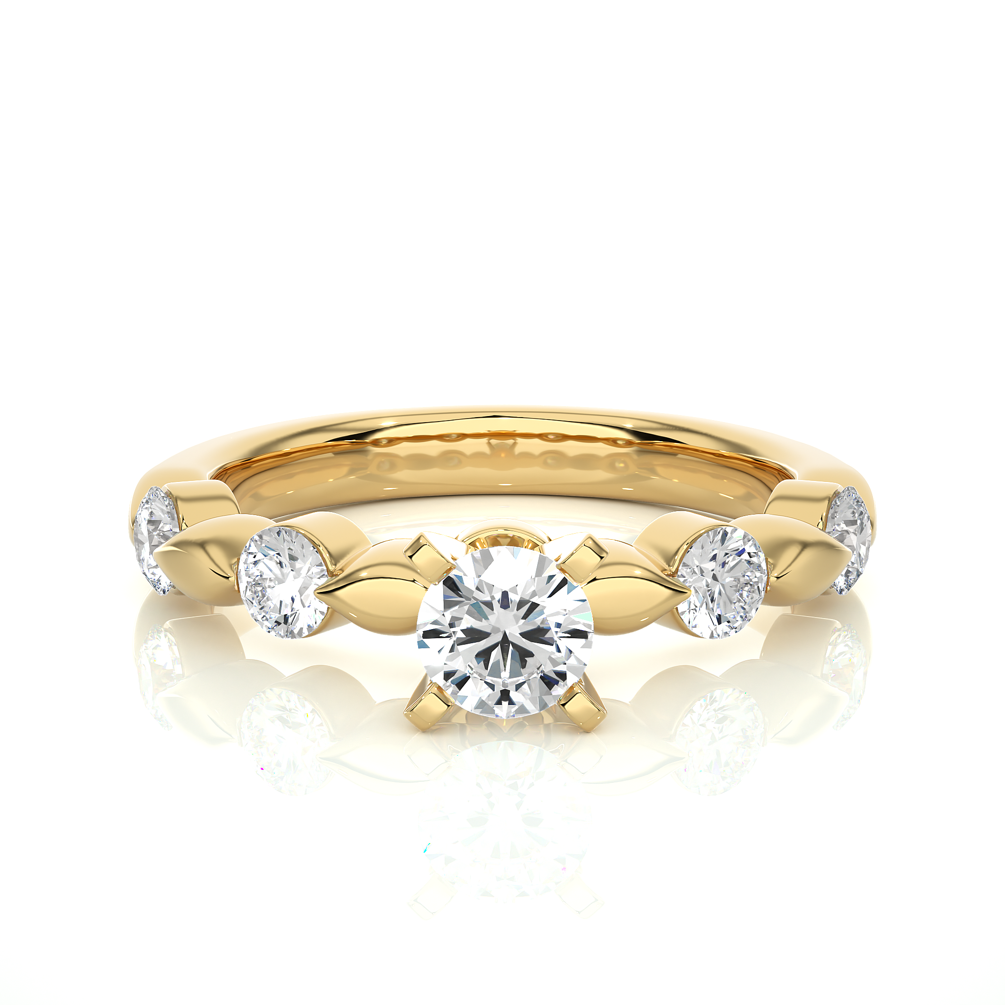 Leaf Inspired Lab Grown Diamond Engagement Ring