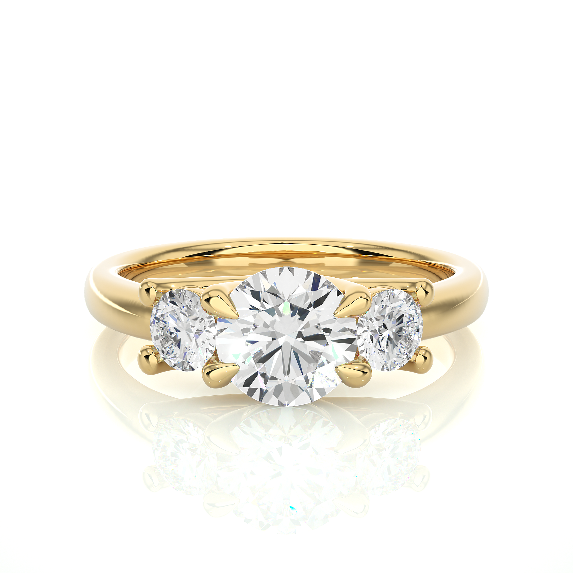 Classic Basket Set Lab Diamond Three Stone Engagement Ring
