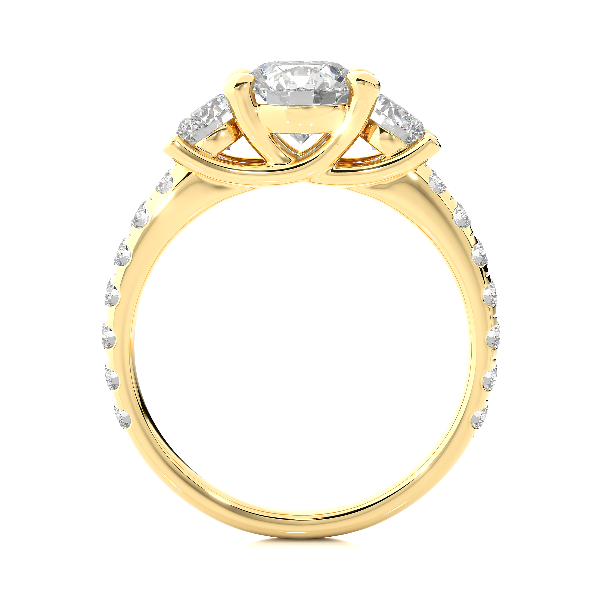 Round Lab Grown Diamond Gold Engagement Ring