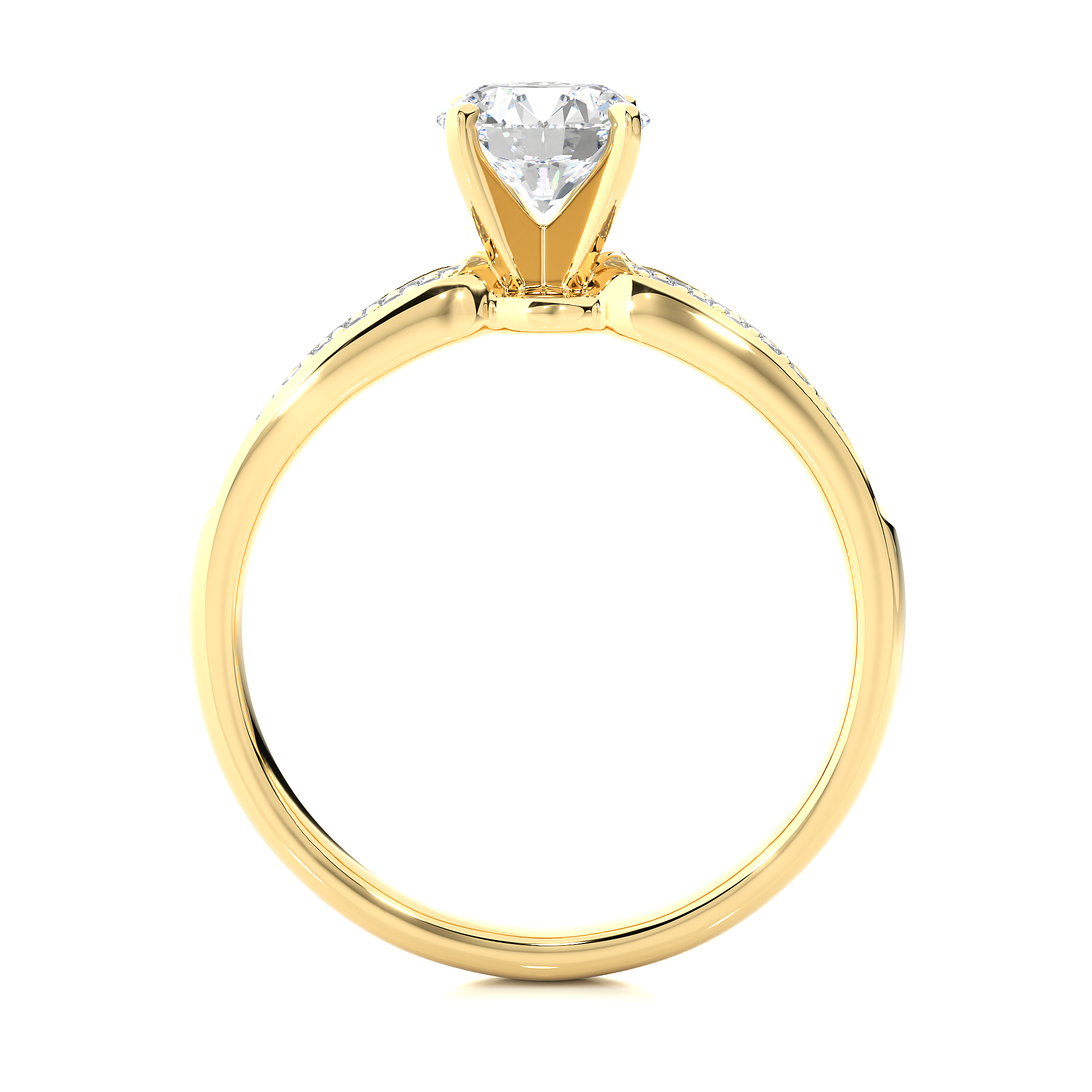 Round Lab Grown Diamond Wide Pave Engagement Ring
