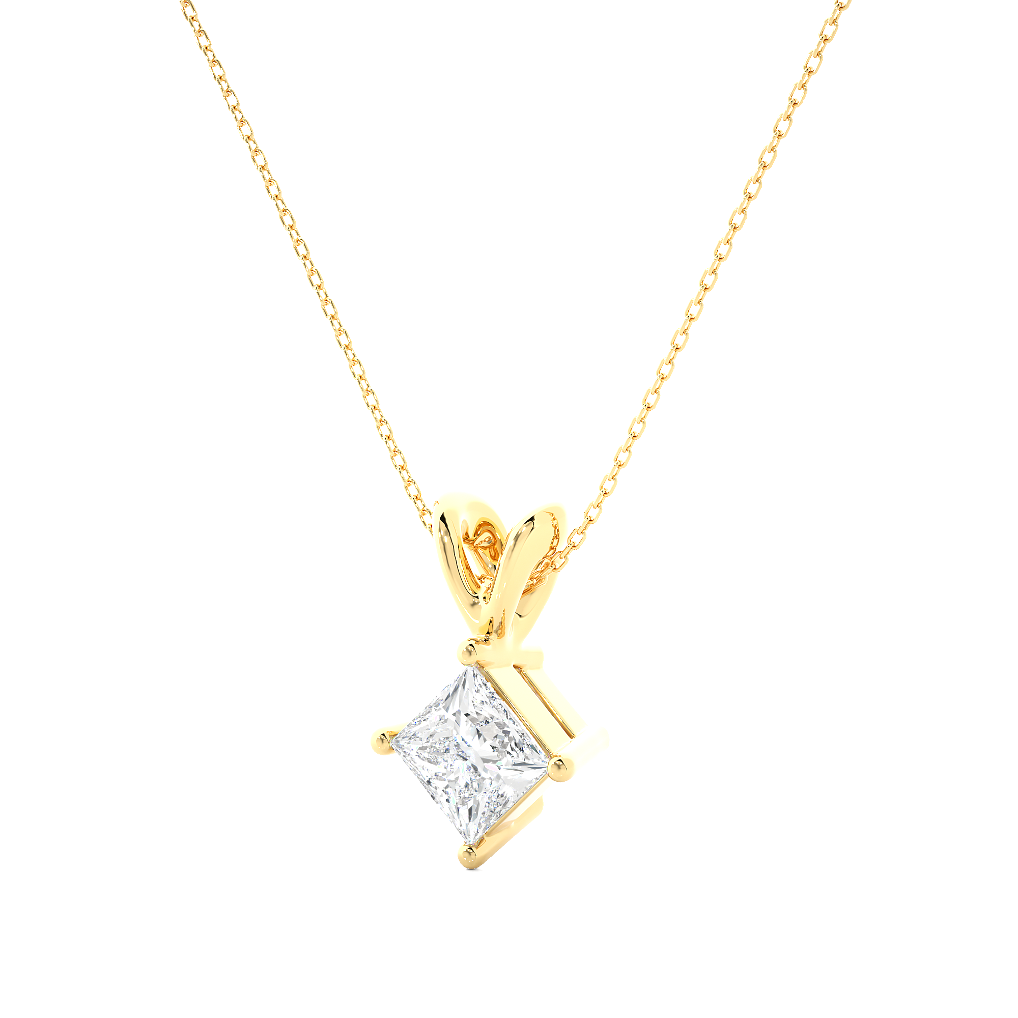 Princess Cut Lab Grown Diamond Solitaire Necklace