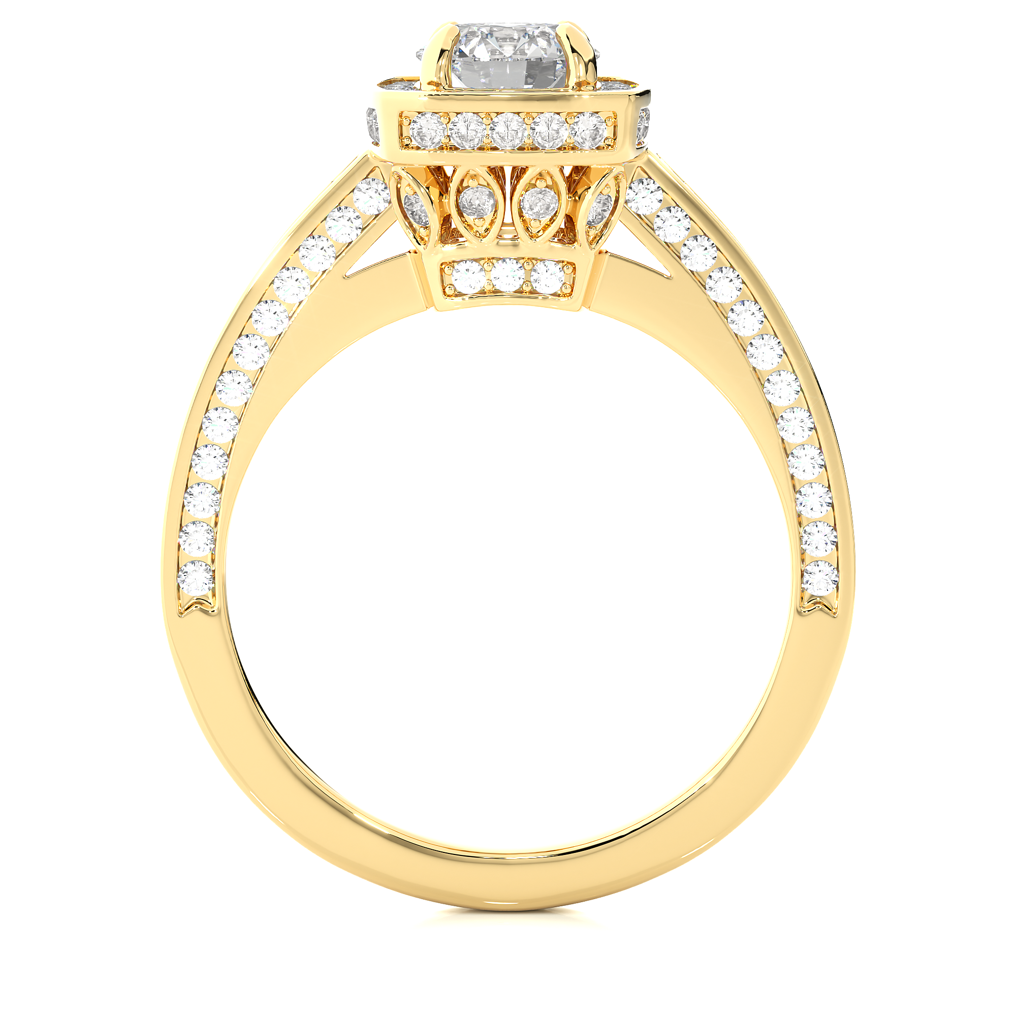 Round Lab Grown Diamond Cushion Halo Engagement Ring