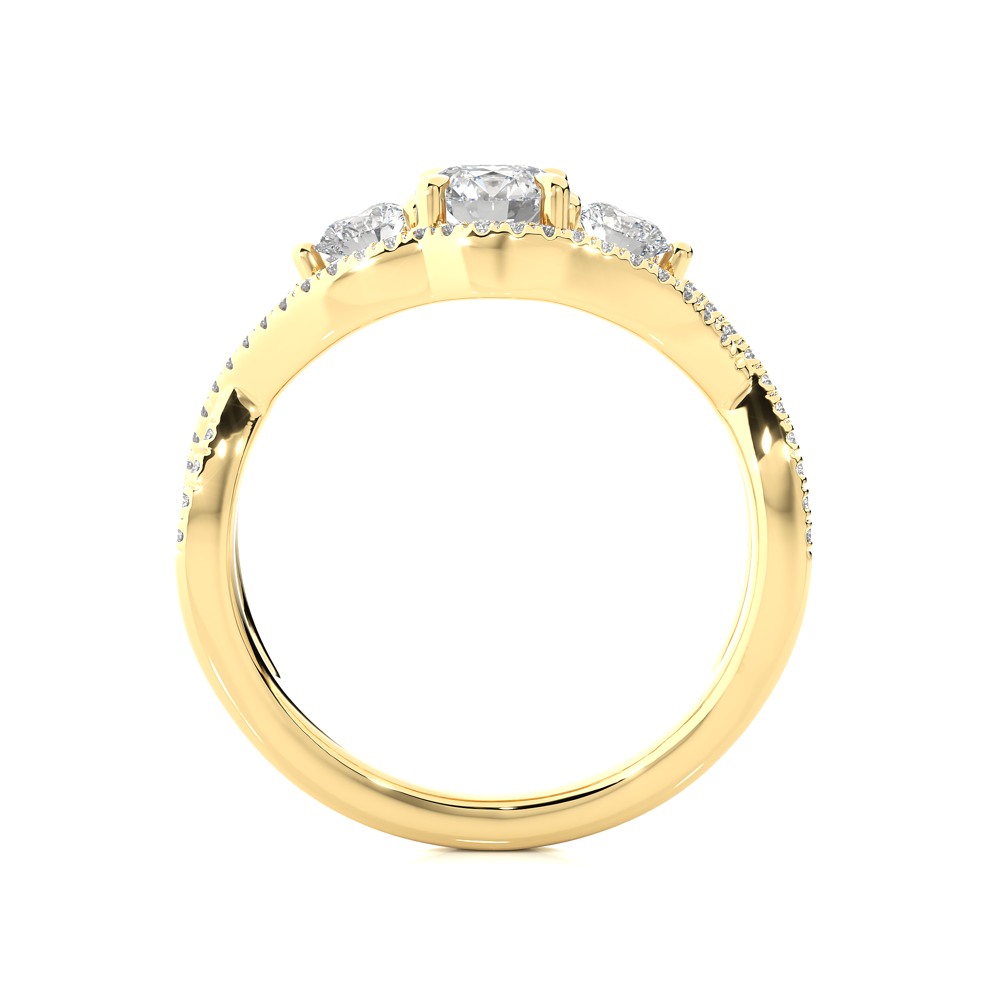 Vintage Style Lab Grown Diamond Three Stone Ring