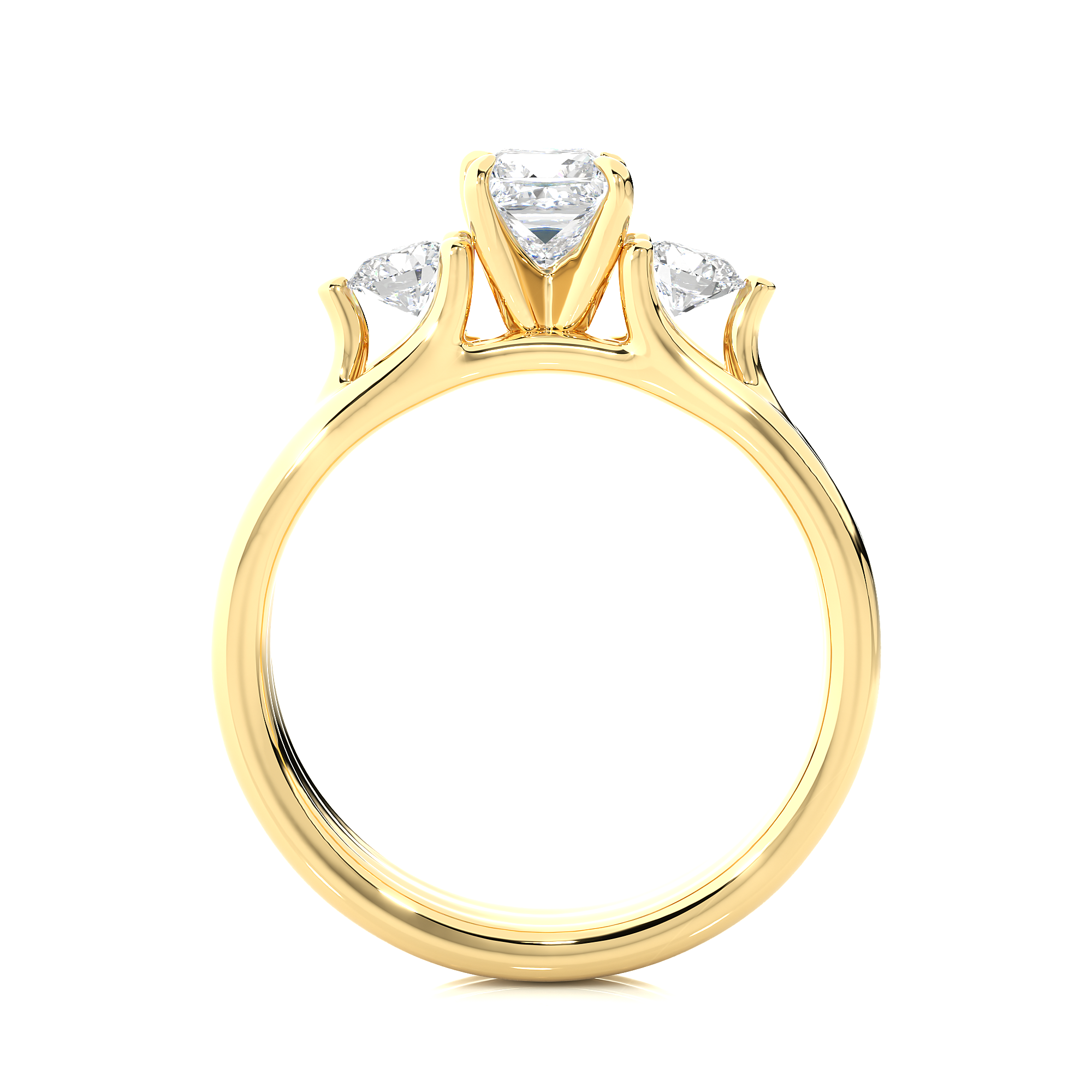 Princess Diamond Three Stone Engagement Ring