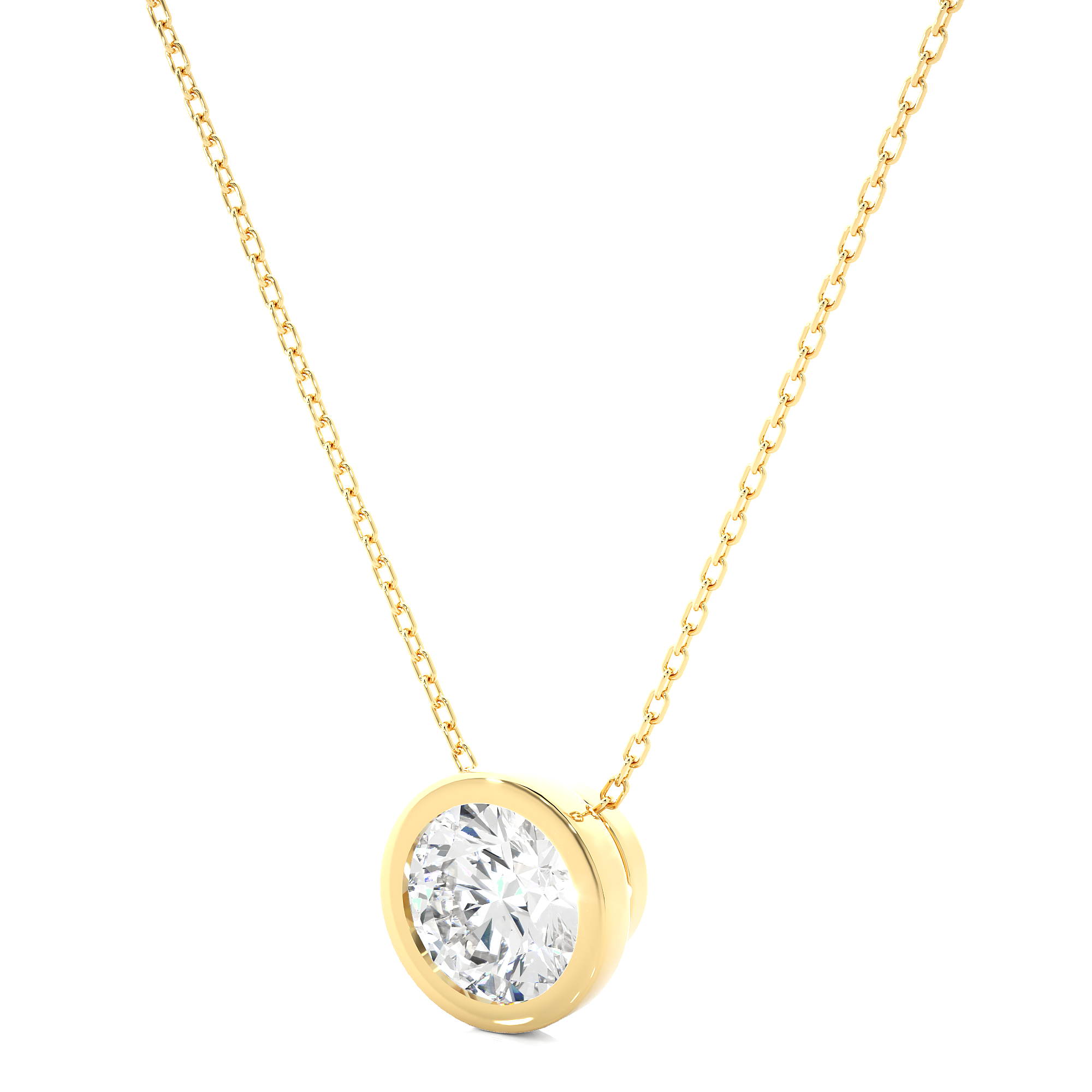 Bezel Set Round Cut Lab Grown Diamond Necklace