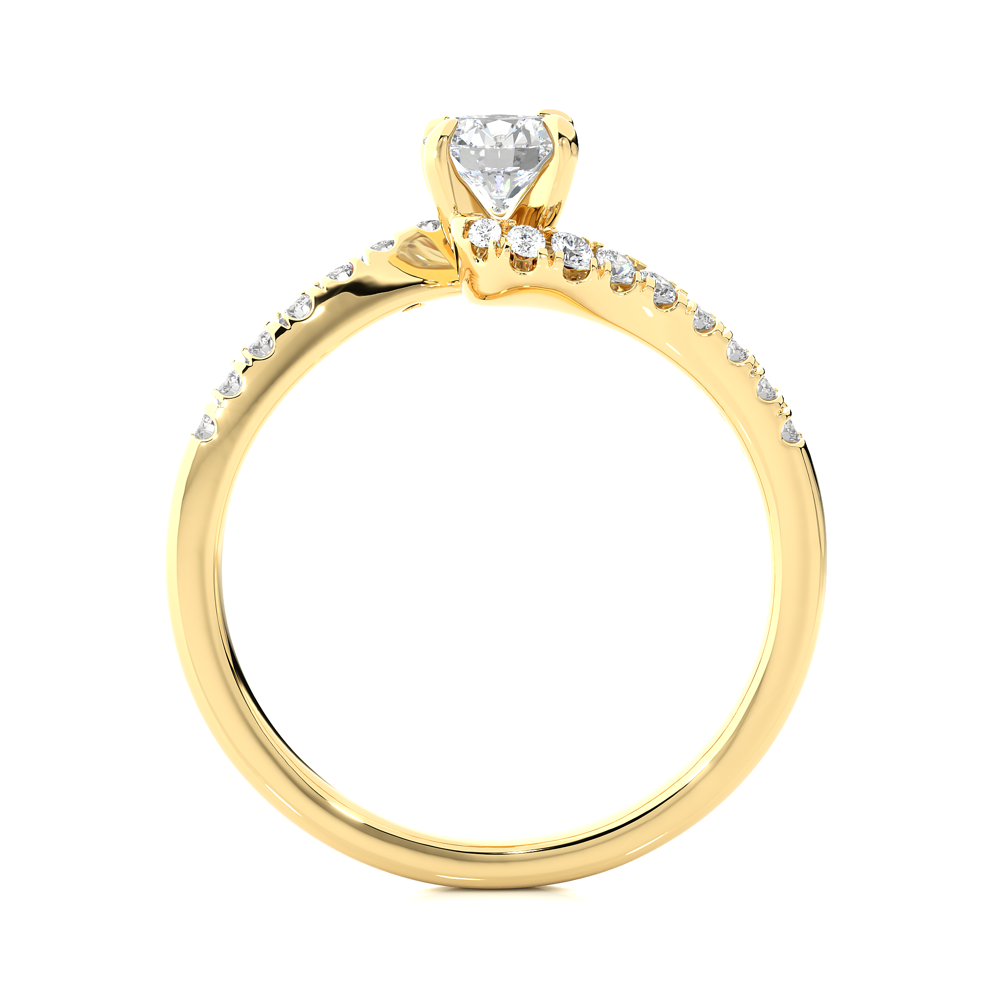 Round Lab Grown Diamond Twist Split Shank Engagement Ring