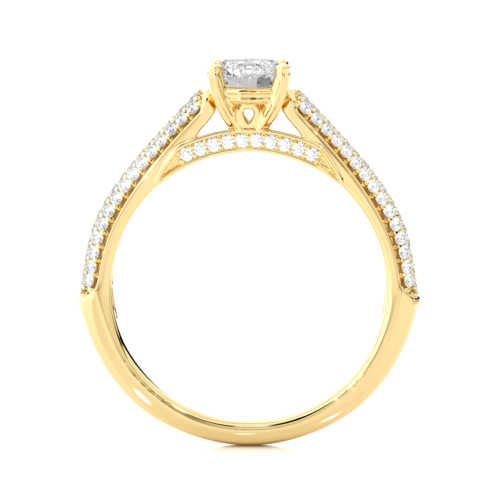 Round Lab Grown Diamond Double Pave Engagement Ring