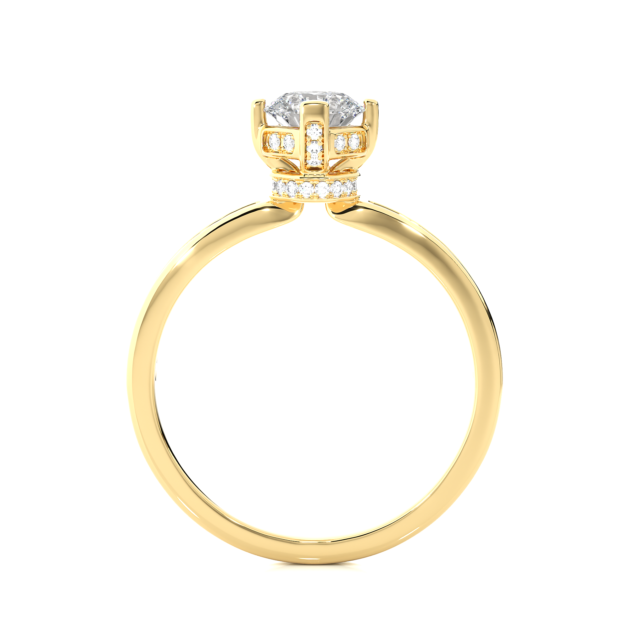 Round Lab Grown Diamond Hidden Halo Engagement Ring