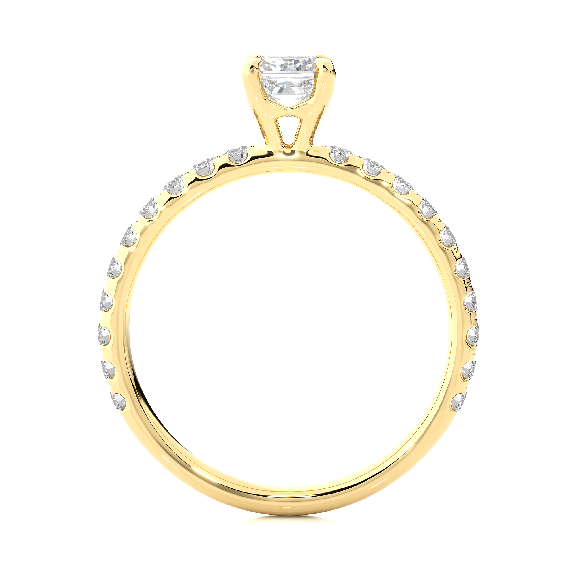 Princess Cut Lab Diamond Pavé Engagement Ring