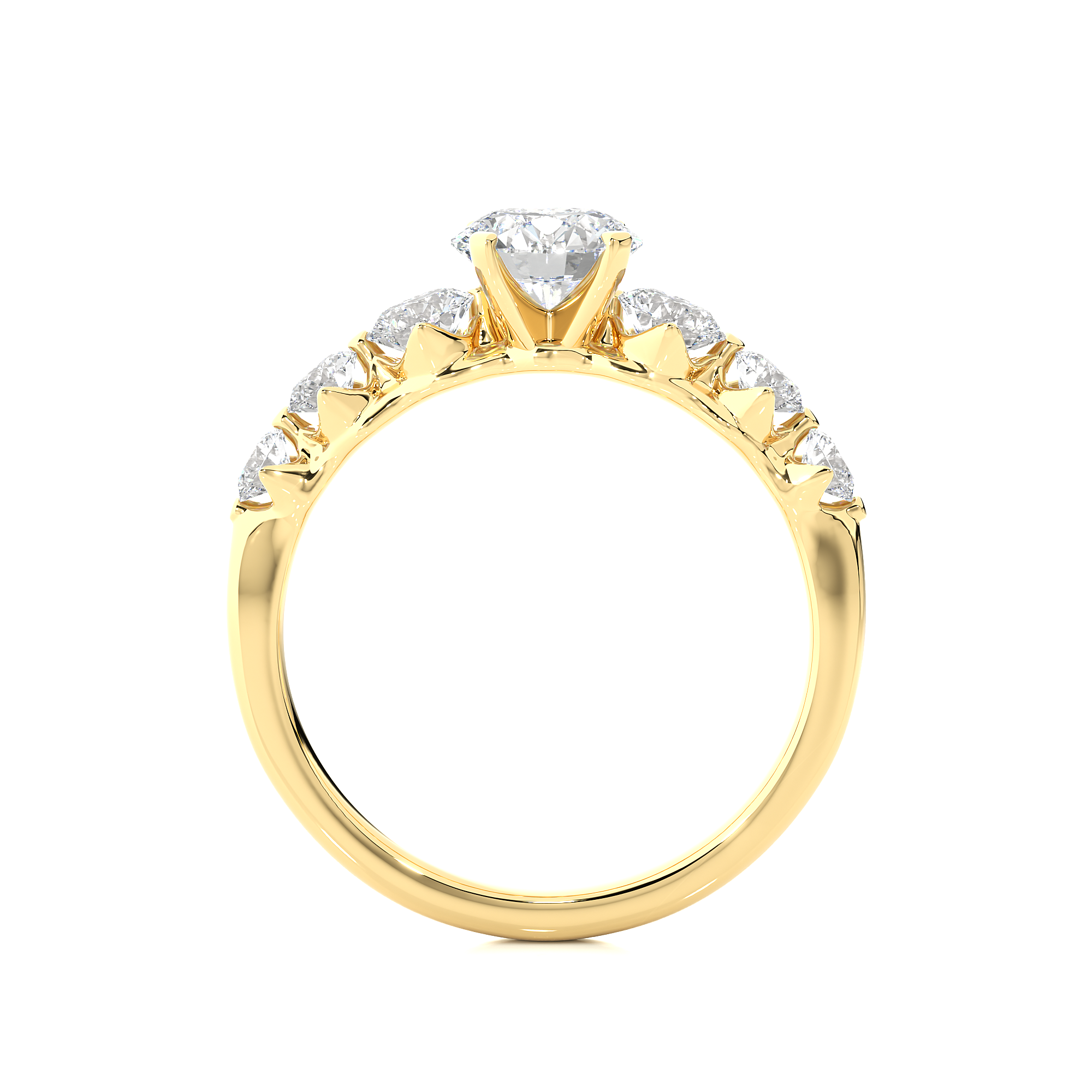 Round Lab Grown Diamond Five Stone Engagement Ring