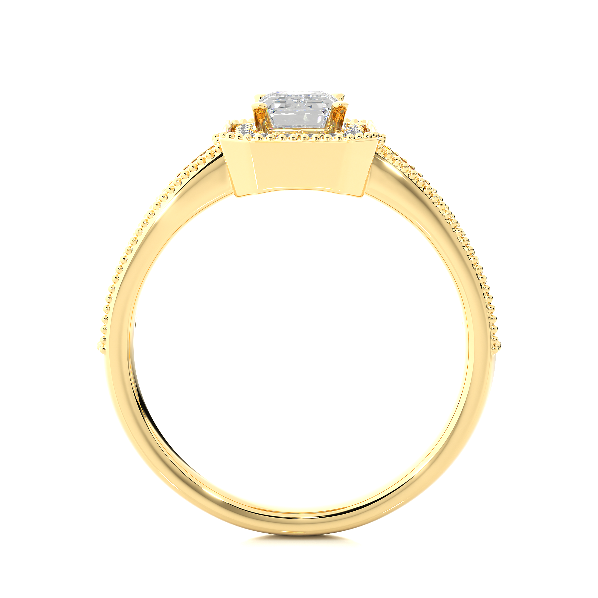 Emerald Cut Lab Grown Diamond Halo Engagement Ring