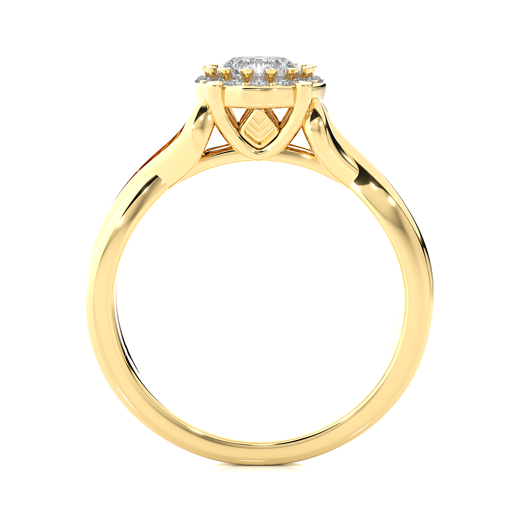 Round Diamond Halo Engagement Ring With Twisted Band
