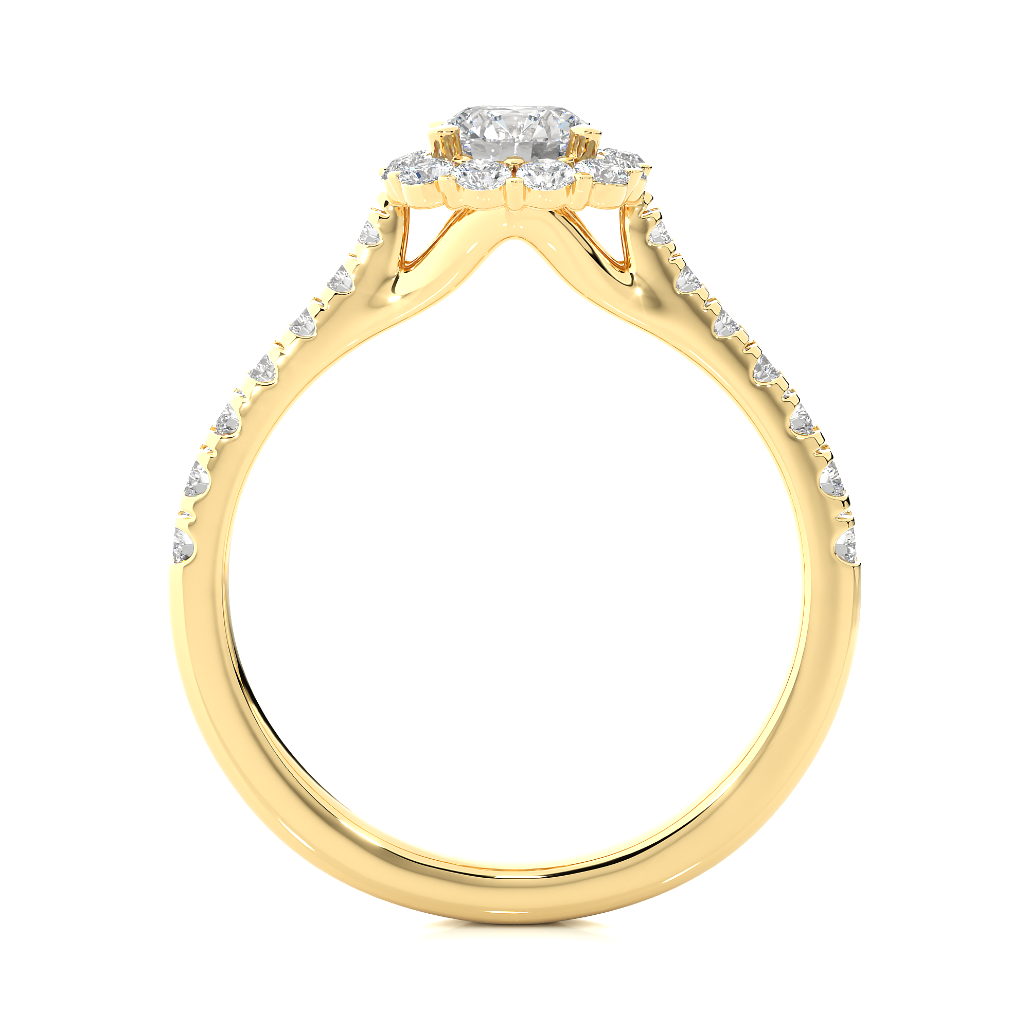 Round Lab Diamond Halo Engagement Ring