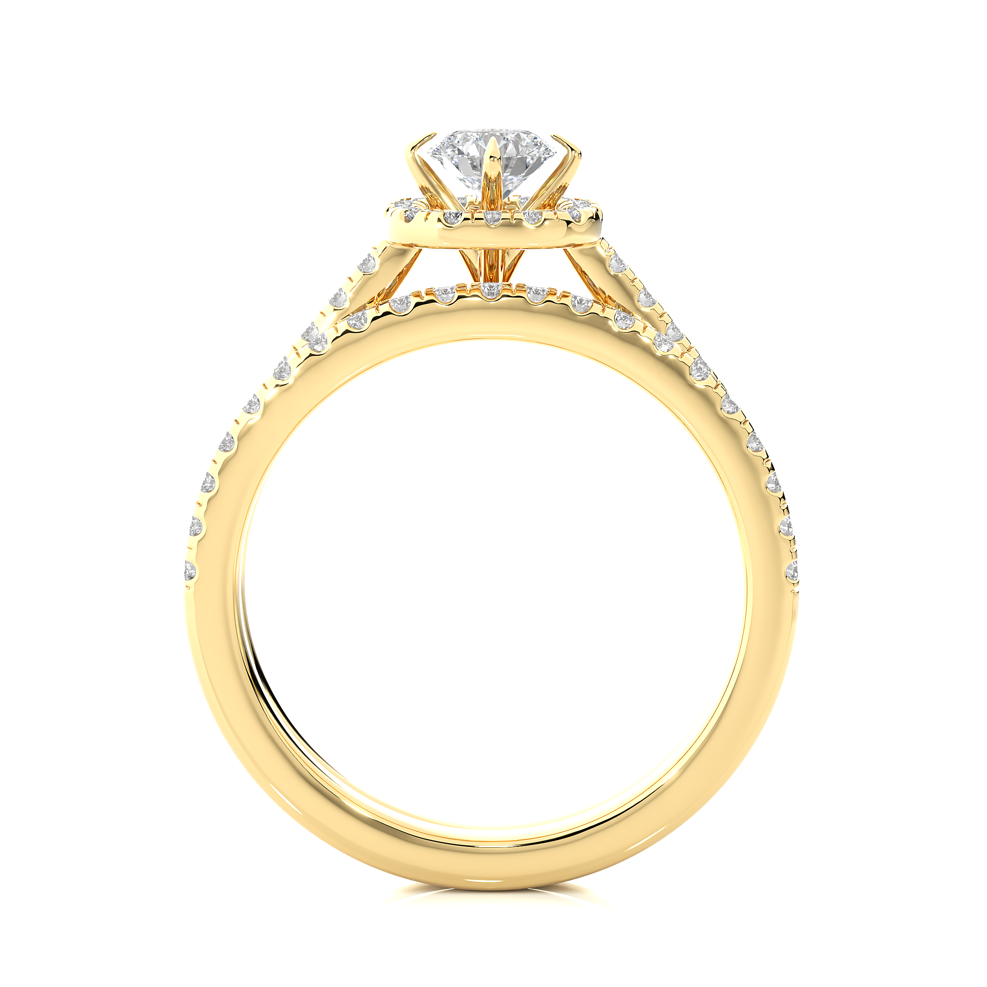 Round Lab Grown Diamond Halo Engagement Ring