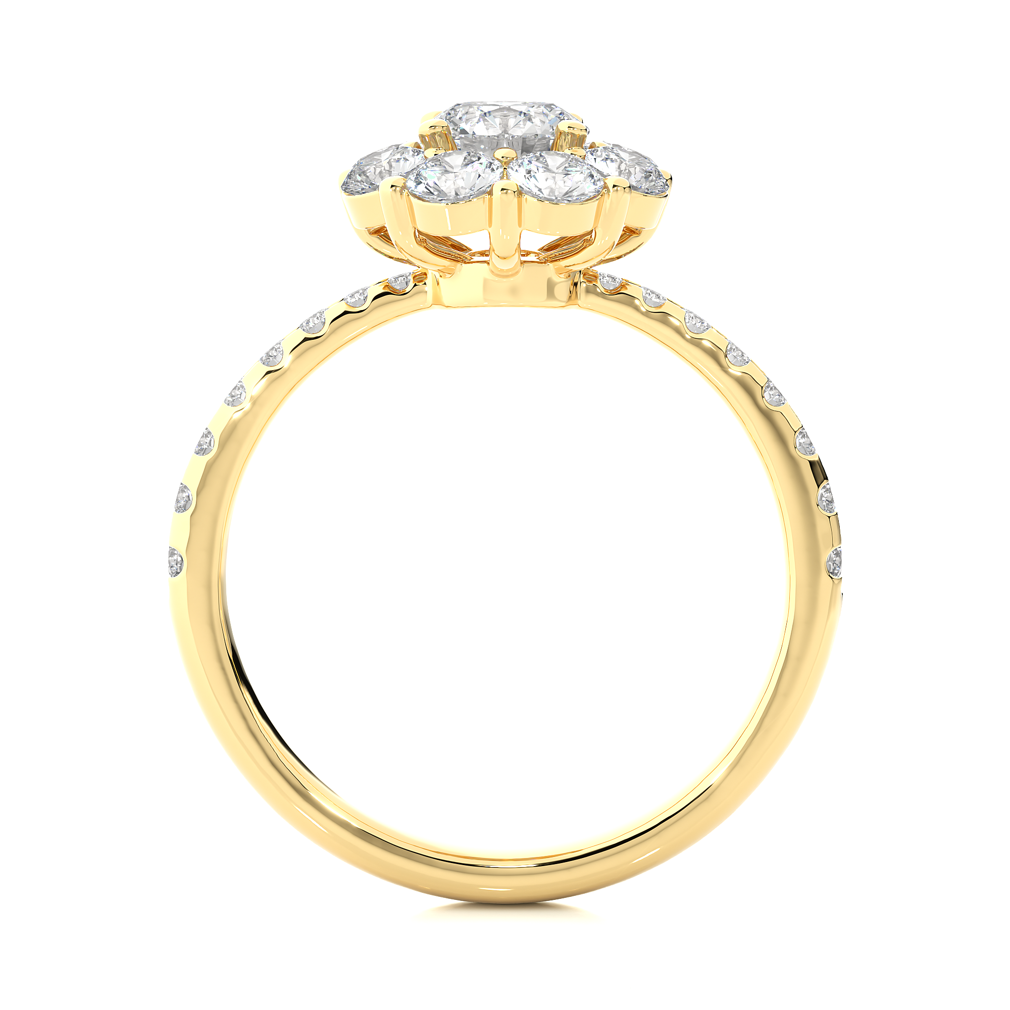 Round Lab Grown Diamond Cluster Engagement Ring