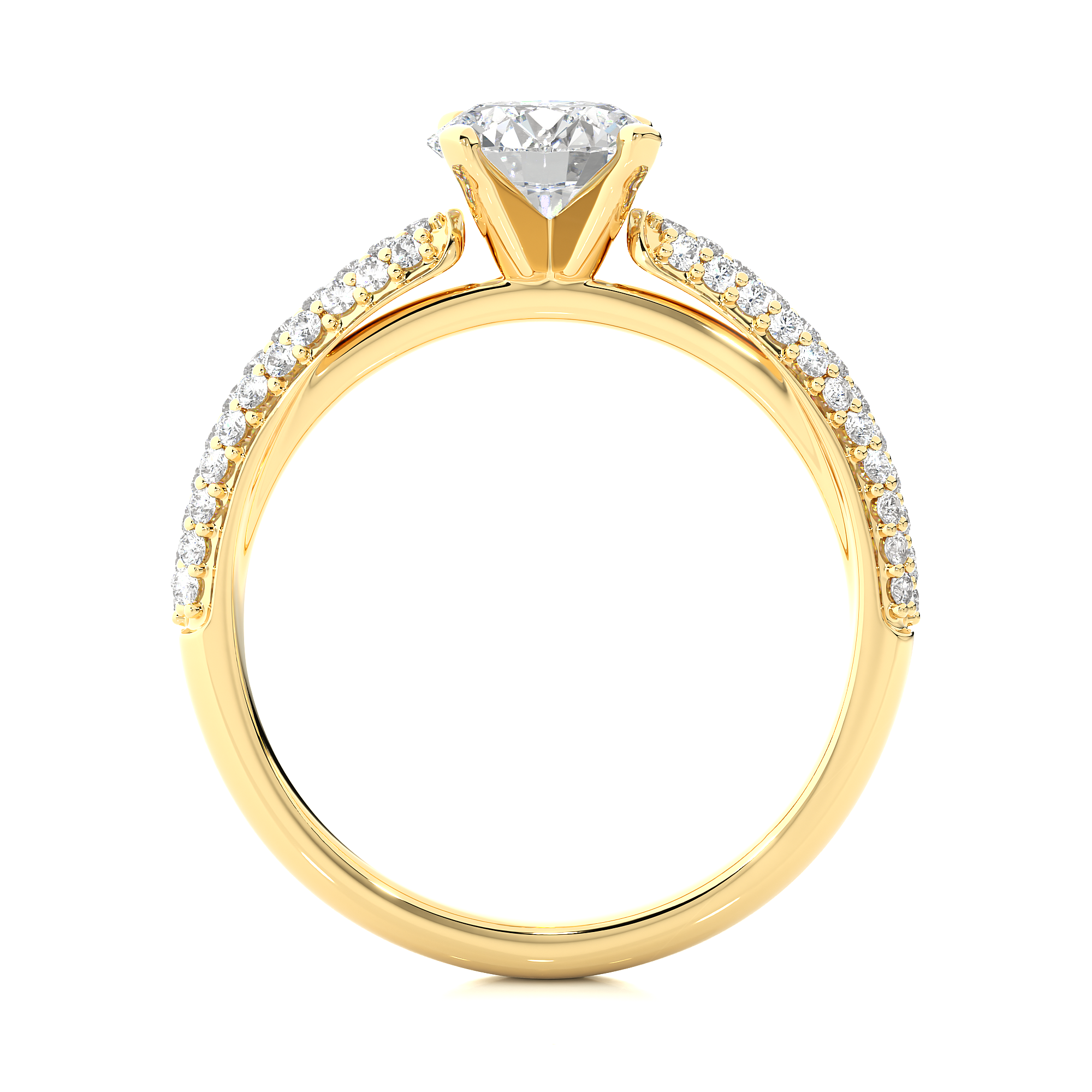 Round Lab Grown Diamond Pave Engagement Ring